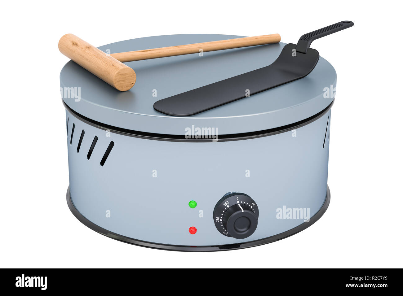 Moderne pancake Maker oder Crepe maker. 3D-Rendering auf weißem Hintergrund Stockfoto