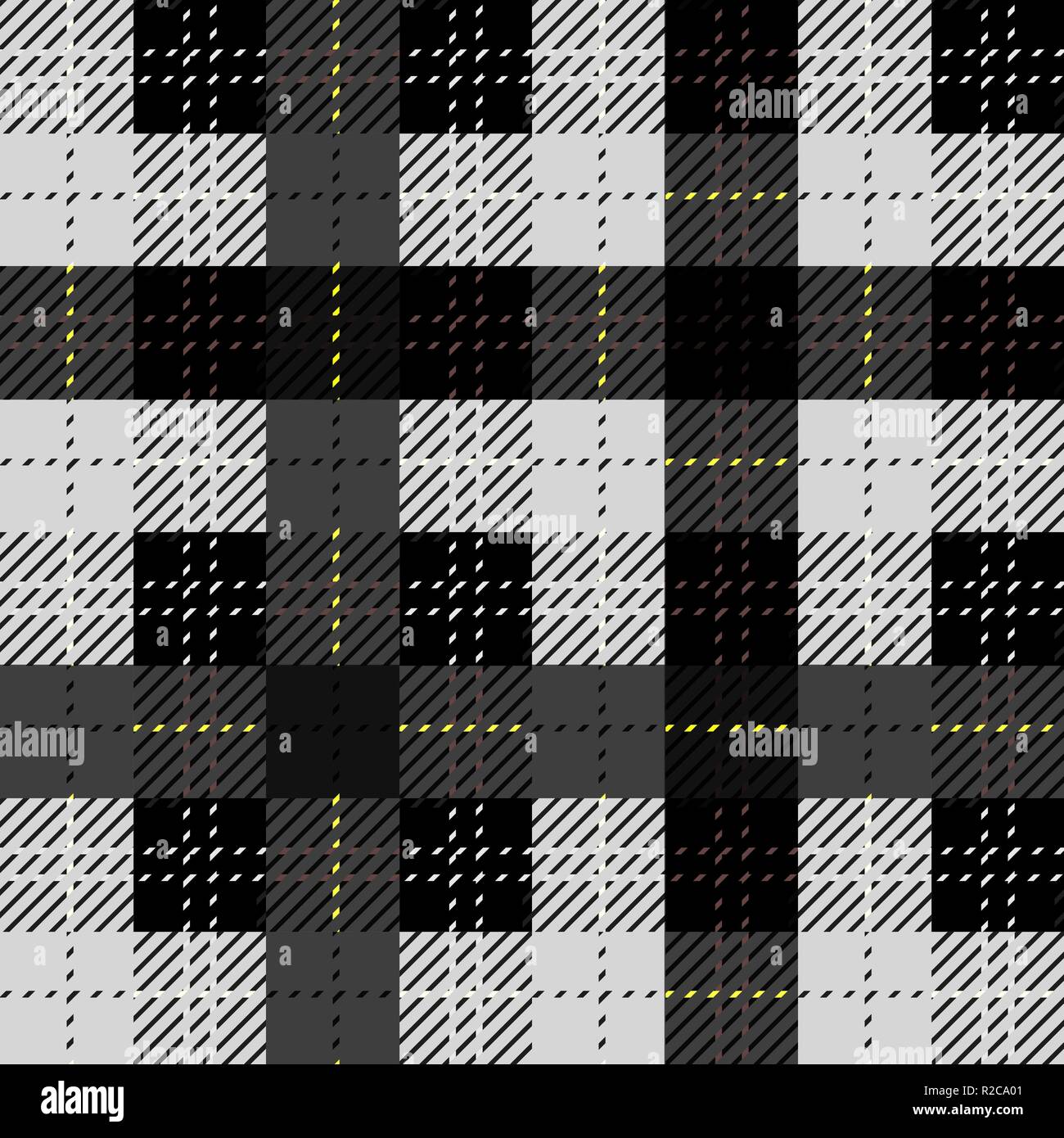 Schwarz Weißen Stoff Textur pixel Asymmetrische nahtlose Muster. Vector Illustration. Stock Vektor