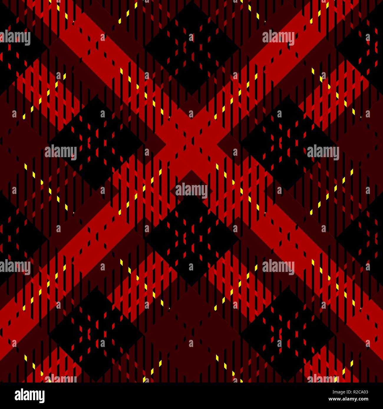 Menzies tartan Schwarz Rot kilt diagonal Stoff Textur Hintergrund nahtlose Muster. Vector Illustration. EPS 10. Keine Transparenz. Keine Steigungen. Stock Vektor