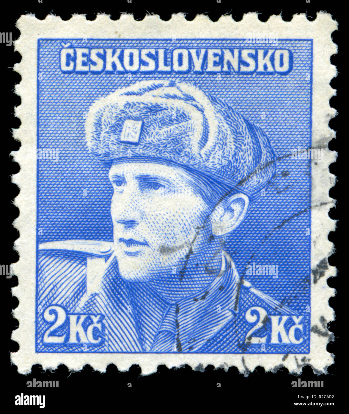 Briefmarke aus der Tschechoslowakei in der Londoner Ausgabe, 1945 Stockfoto
