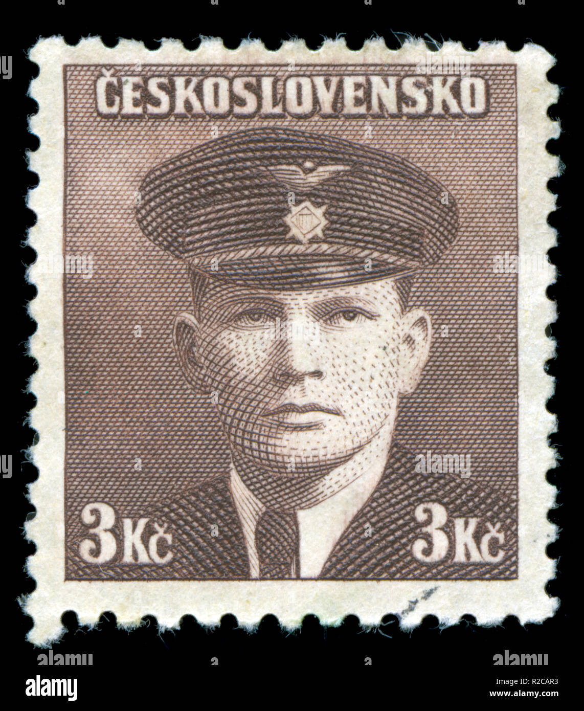 Briefmarke aus der Tschechoslowakei in der Londoner Ausgabe, 1945 Stockfoto