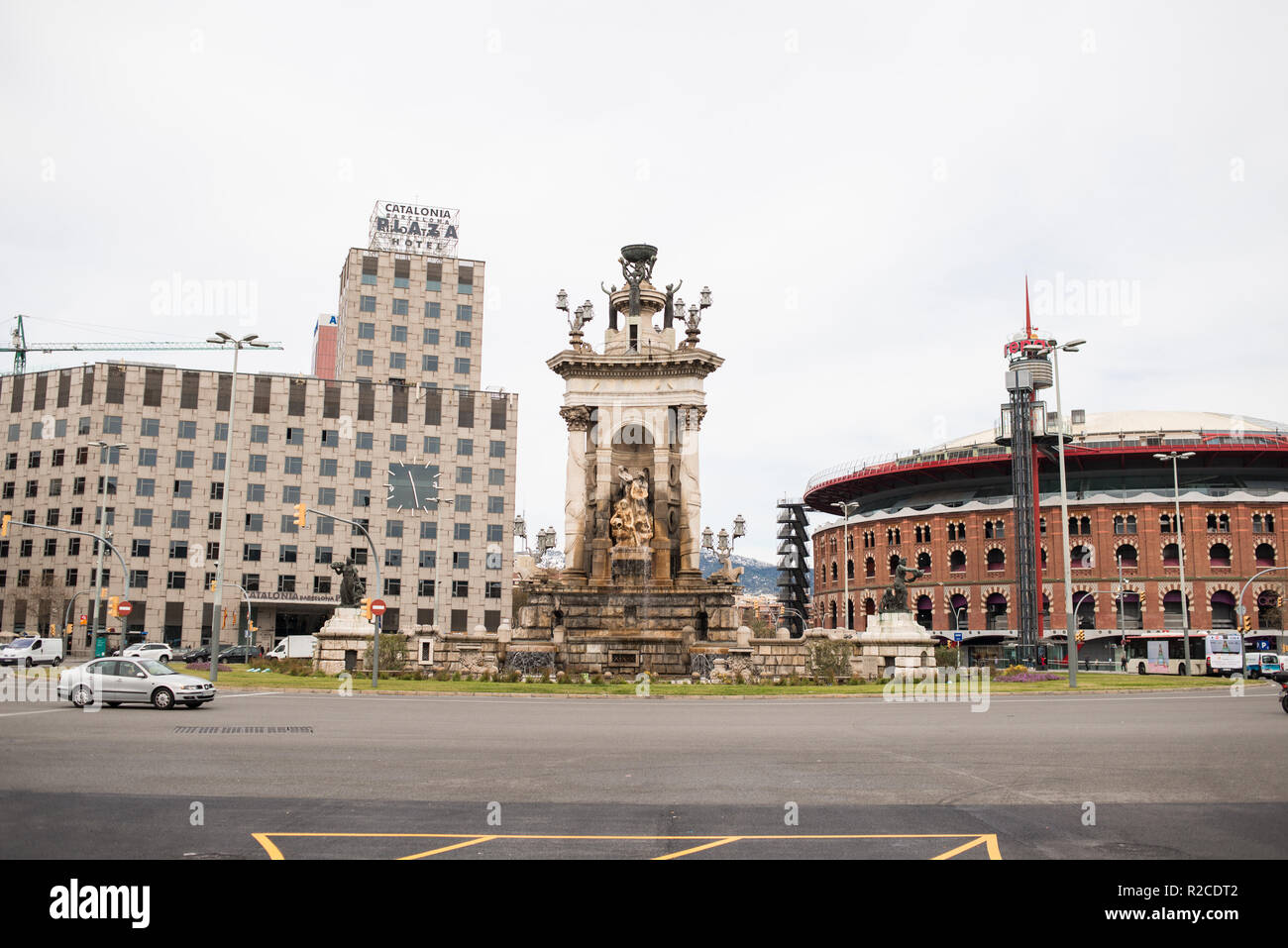 Barcelona, Spanien - 18. März 2018: Barcelona, Spanien. Plaza de Espana. Stockfoto