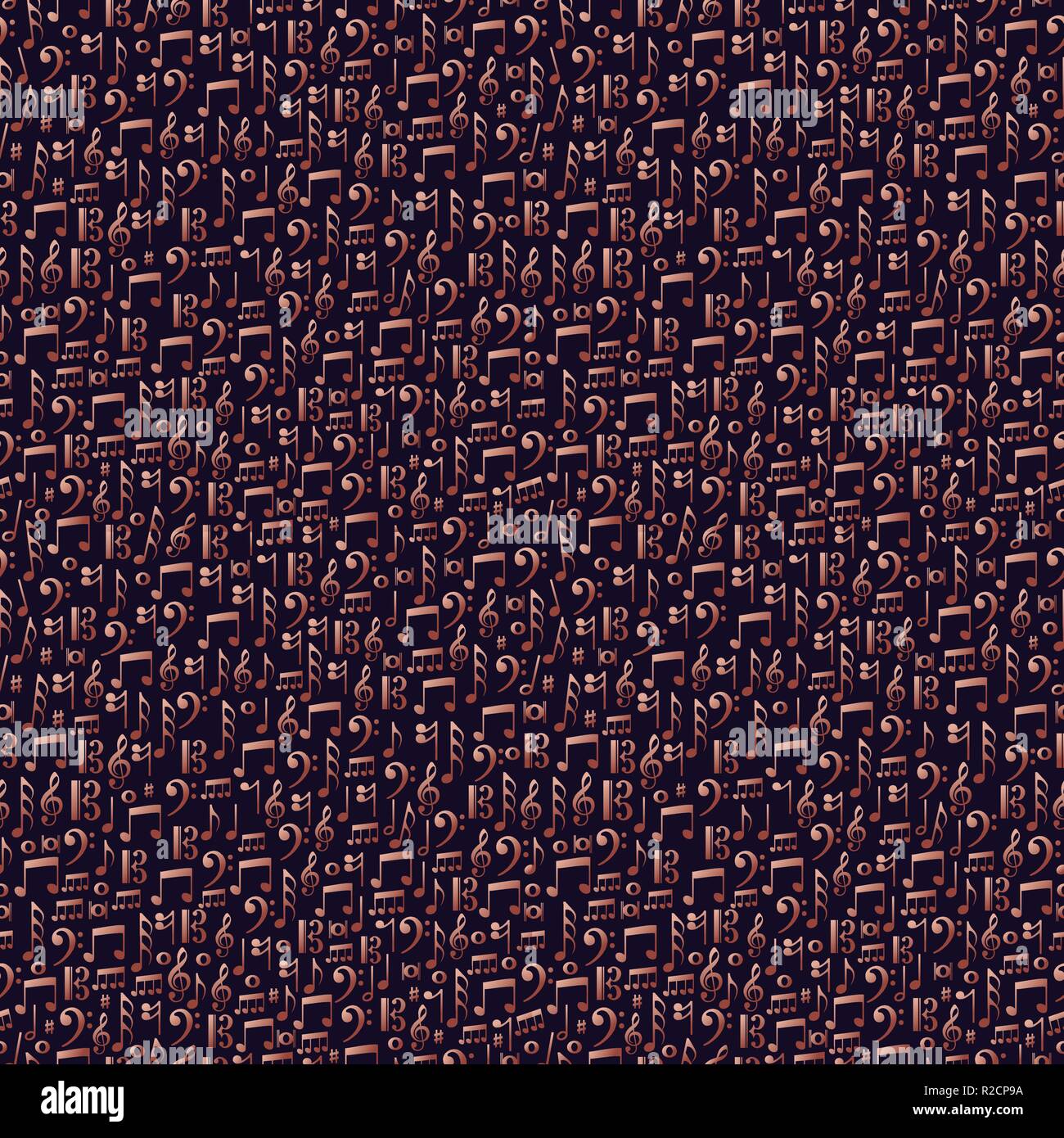 Kupfer Noten nahtlose Muster. Musikalische Symbole splash Hintergrund Abbildung. Stock Vektor