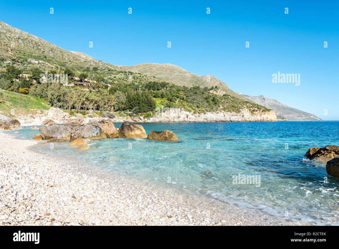 Cala mazzo di sciacca in der Riserva dello Zingaro im westlichen Sizilien, Italien Stockfoto