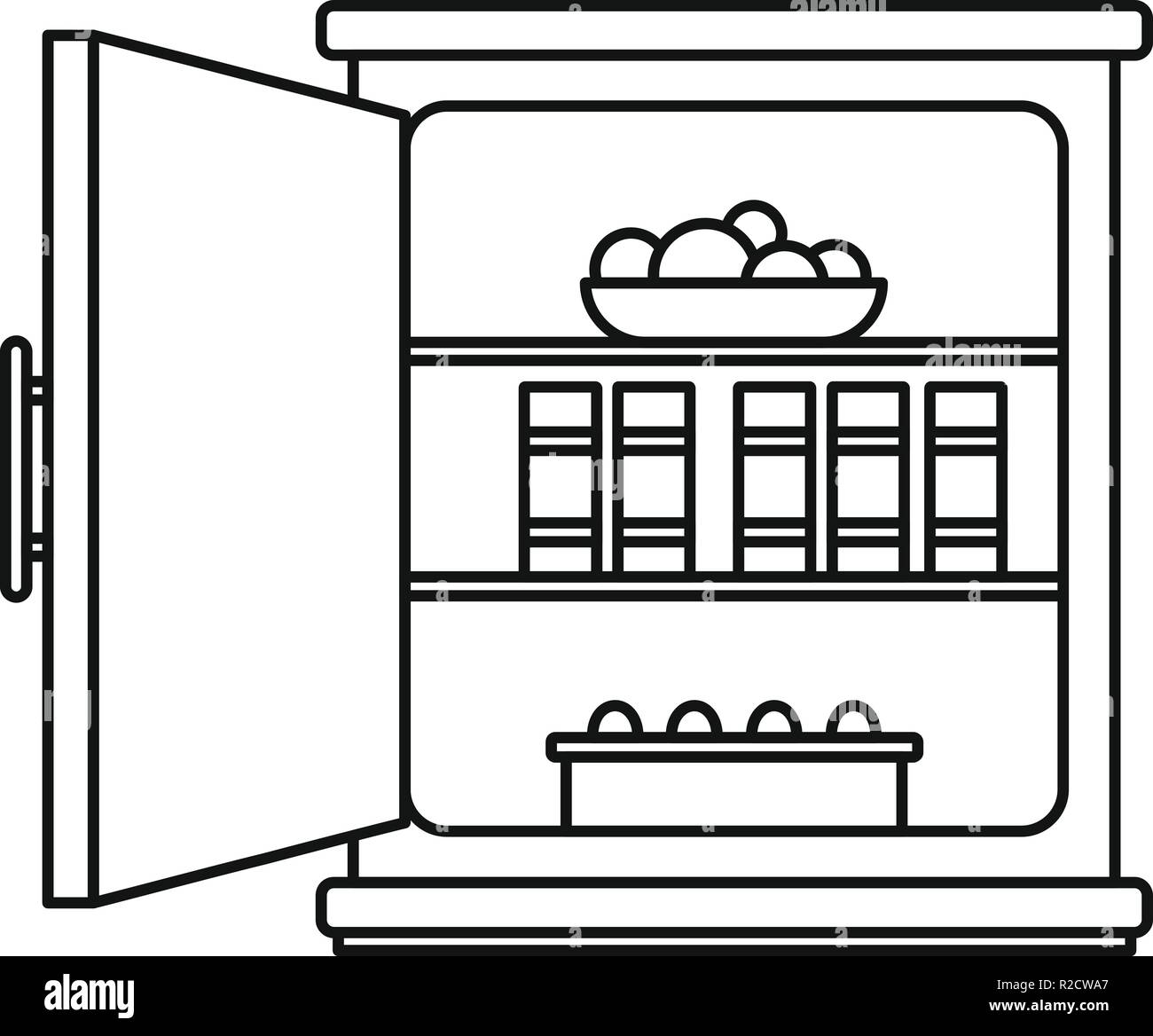 Offene Lebensmittel kühlschrank Symbol. Überblick Abbildung: Offene  Lebensmittel kühlschrank Vektor Symbol für Web Design auf weißem  Hintergrund Stock-Vektorgrafik - Alamy