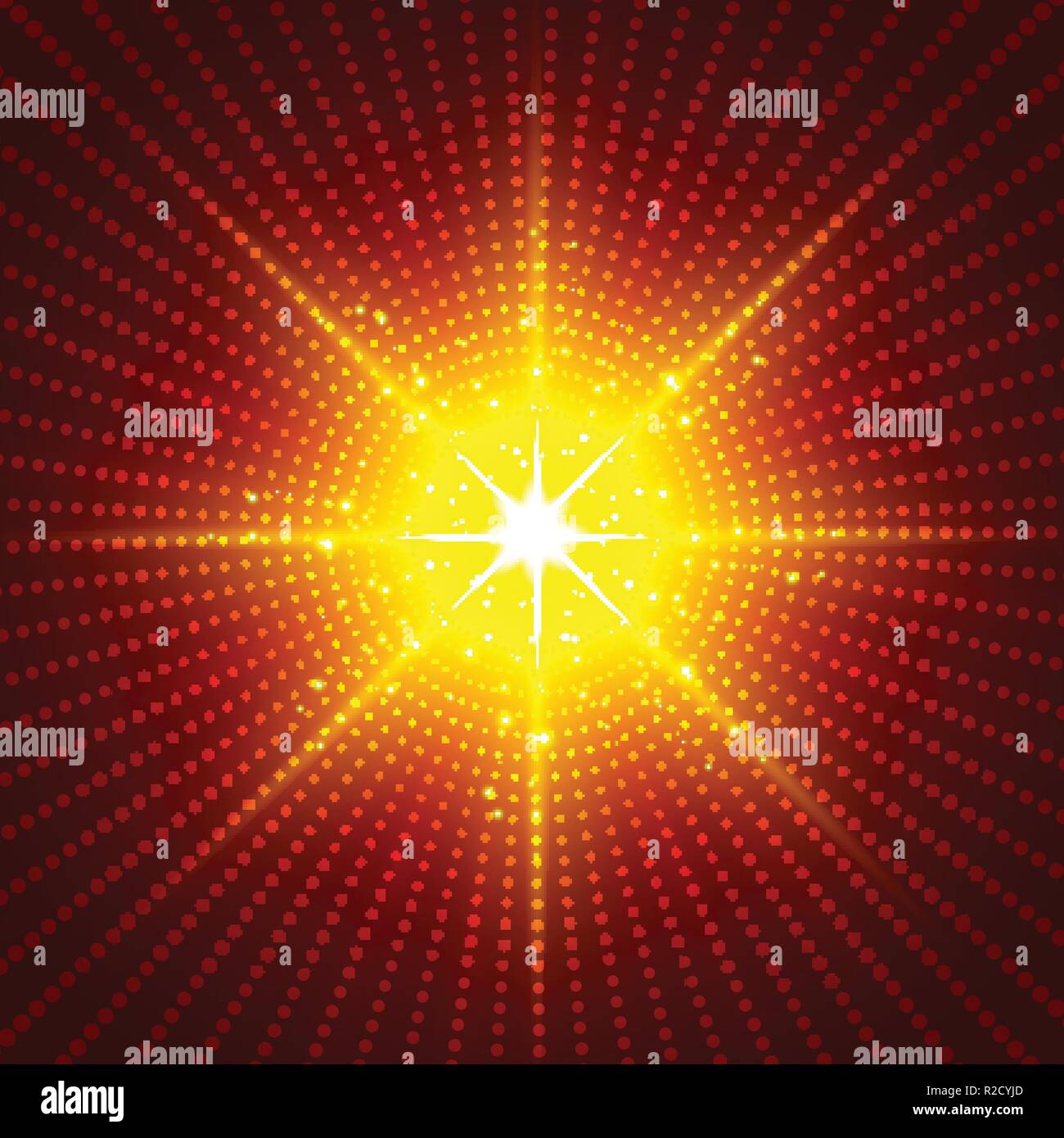 Abstrakte Technologie futuristische Rot Neon radial Light burst Wirkung auf dunklem Hintergrund. Digitale Elemente Kreise Halbton. Vector Illustration Stock Vektor