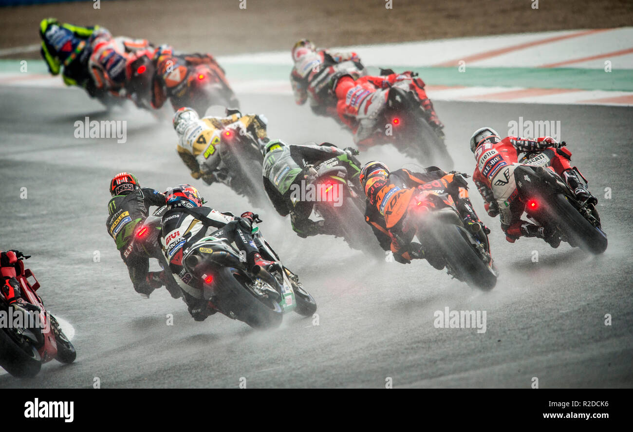 Manilva, Valencia. Spanien. 18. November 2018. GP Comunitat Valenciana Moto GP. Moto GP Rennen mit starkem Regen. Credit: rosdemora/Alamy leben Nachrichten Stockfoto