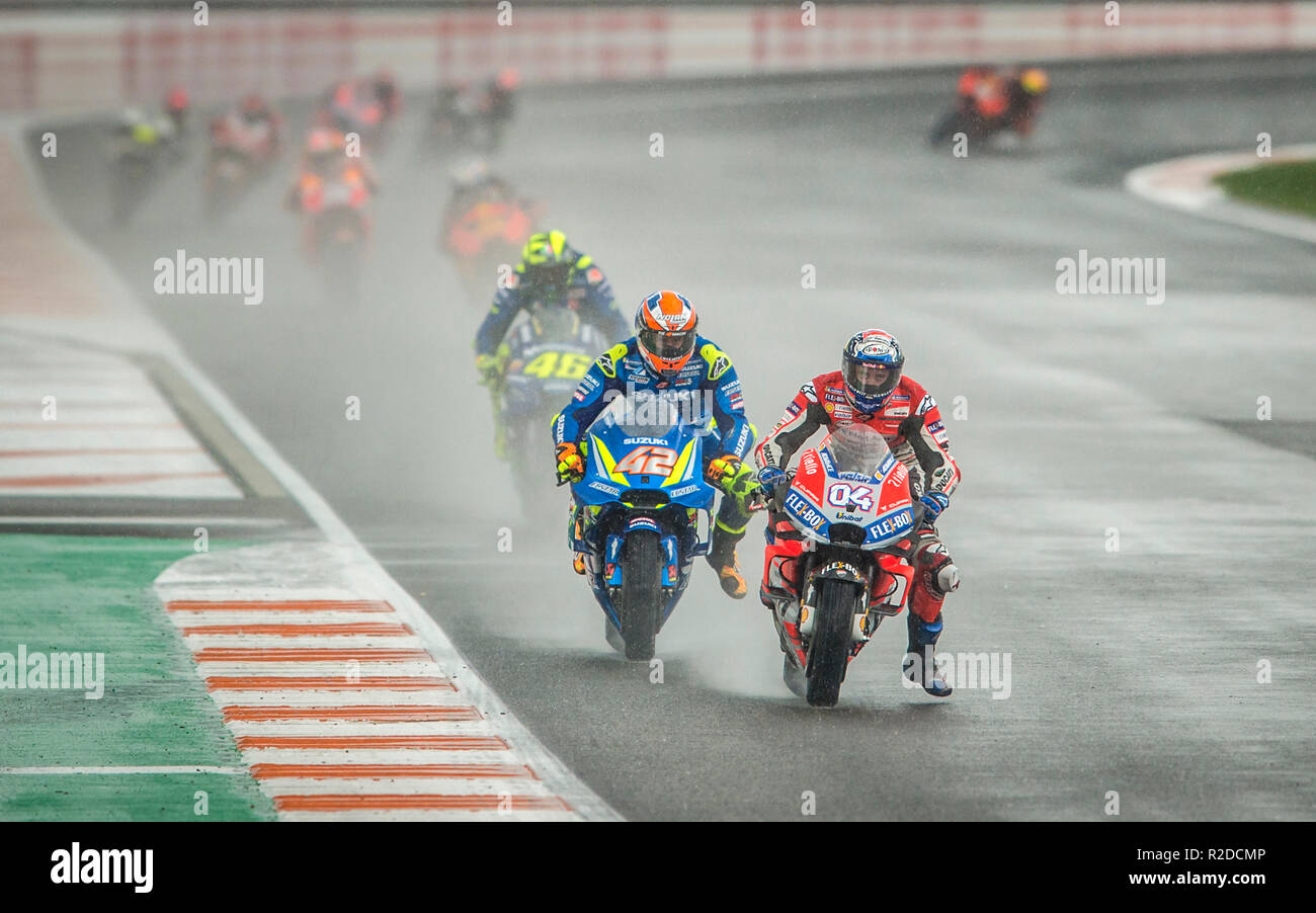 Manilva, Valencia. Spanien. 18. November 2018. GP Comunitat Valenciana Moto GP. Andrea Dovizioso Moto-GP-Pilot von Ducati Team unter der Leitung der Moto GP Rennen in Valencia GP Quelle: rosdemora/Alamy leben Nachrichten Stockfoto