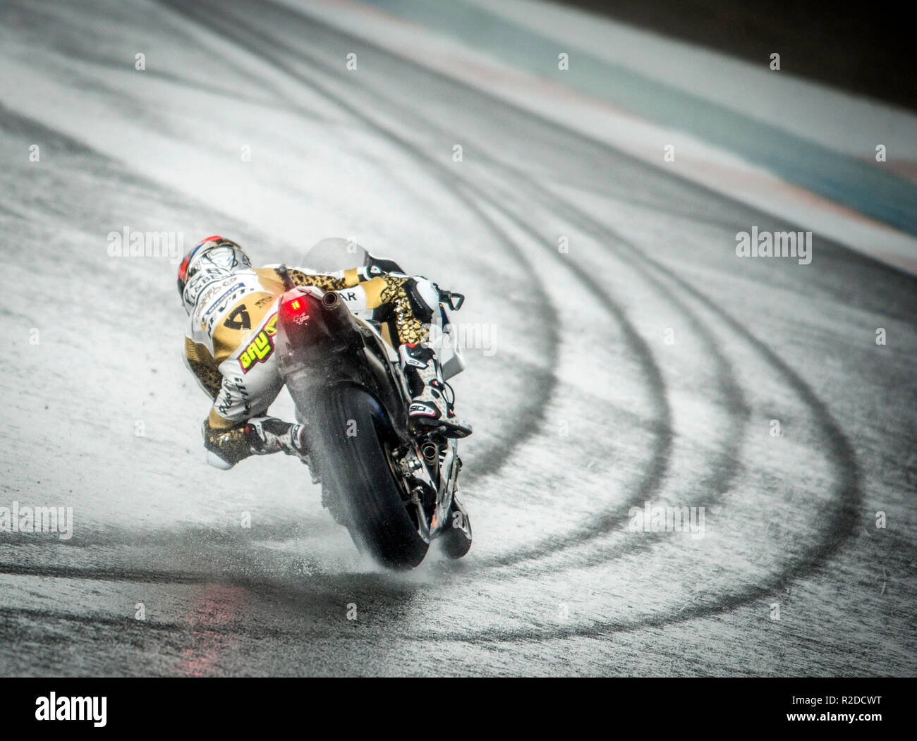 Manilva, Valencia. Spanien. 18. November 2018. GP Comunitat Valenciana Moto GP. Alvaro Bautista Moto-GP-Pilot von Angel Nieto Team in seinem letzten Rennen in der motogp. Im nächsten Jahr wird er Rennen auf Superbikes. Credit: rosdemora/Alamy leben Nachrichten Stockfoto