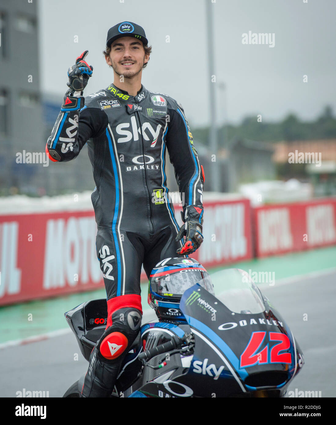 Manilva, Valencia. Spanien. 18. November 2018. GP Comunitat Valenciana Moto GP. Fancesco Bagnaia, von Sky Racing Team/Kalex, der Weltmeister in der Moto2-Fahrer. Credit: rosdemora/Alamy leben Nachrichten Stockfoto