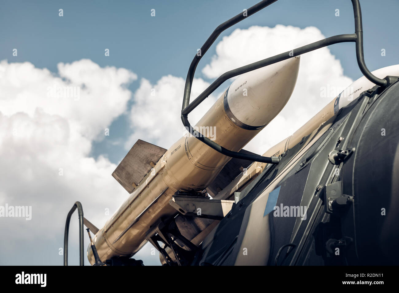 Selbstfahrende Raketenwerfer. Stockfoto