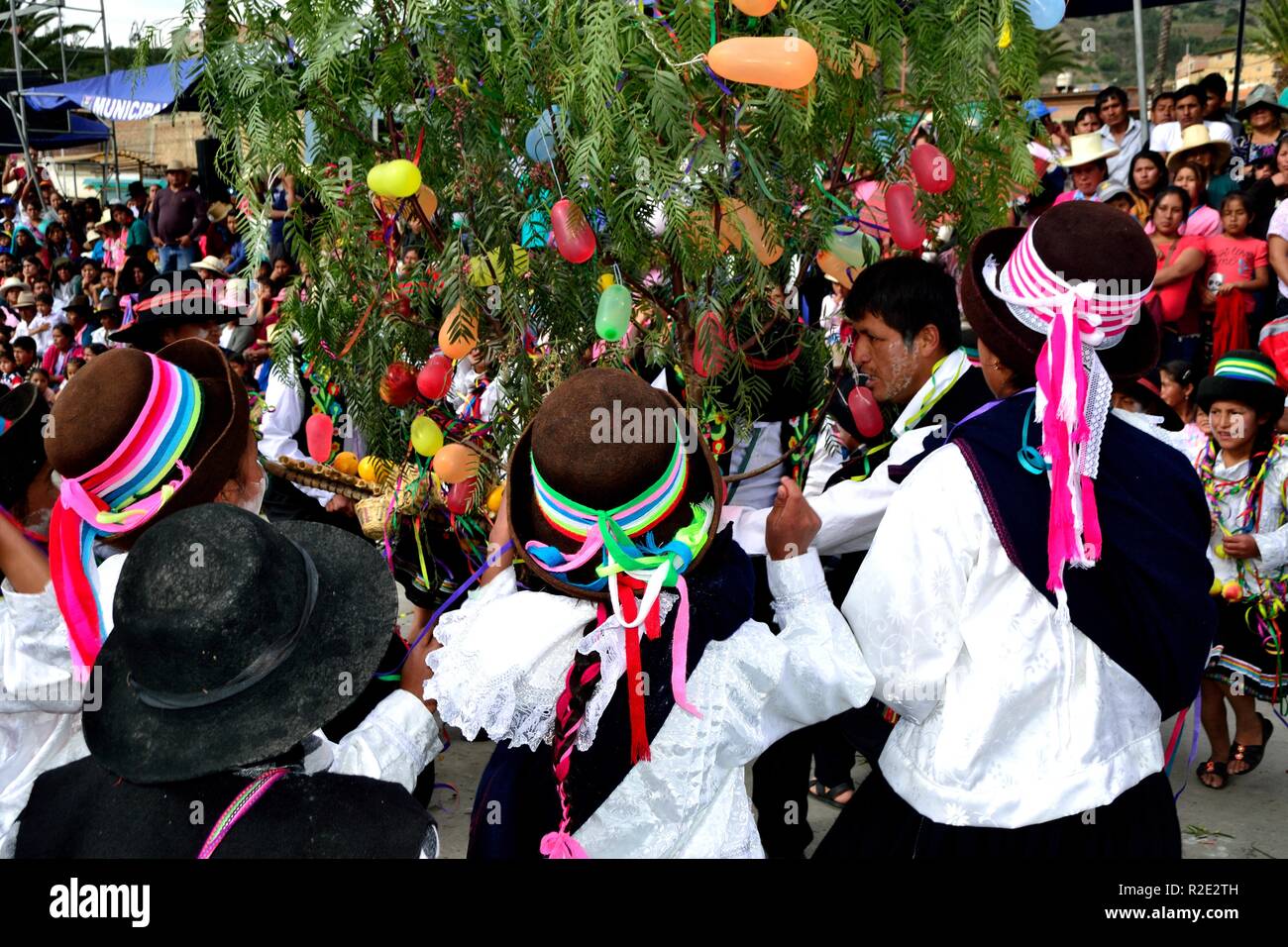 Unsha - Karneval in YUNGAY. Abteilung der Ancash. PERU Stockfoto