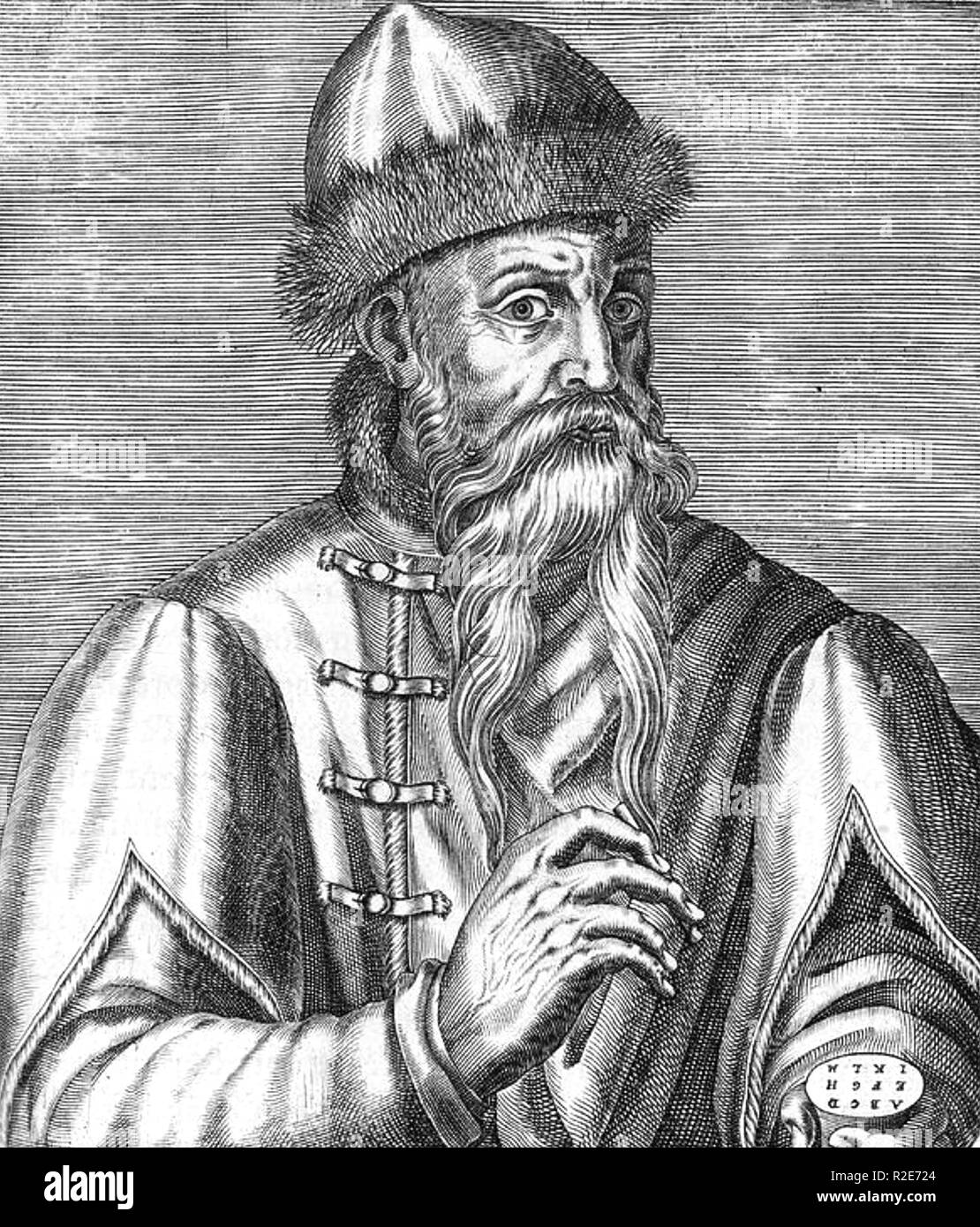 JOHANNES GUTENBERG (c 1400 - 1468) Deutsche Innovator der bewegliche Art. Stockfoto