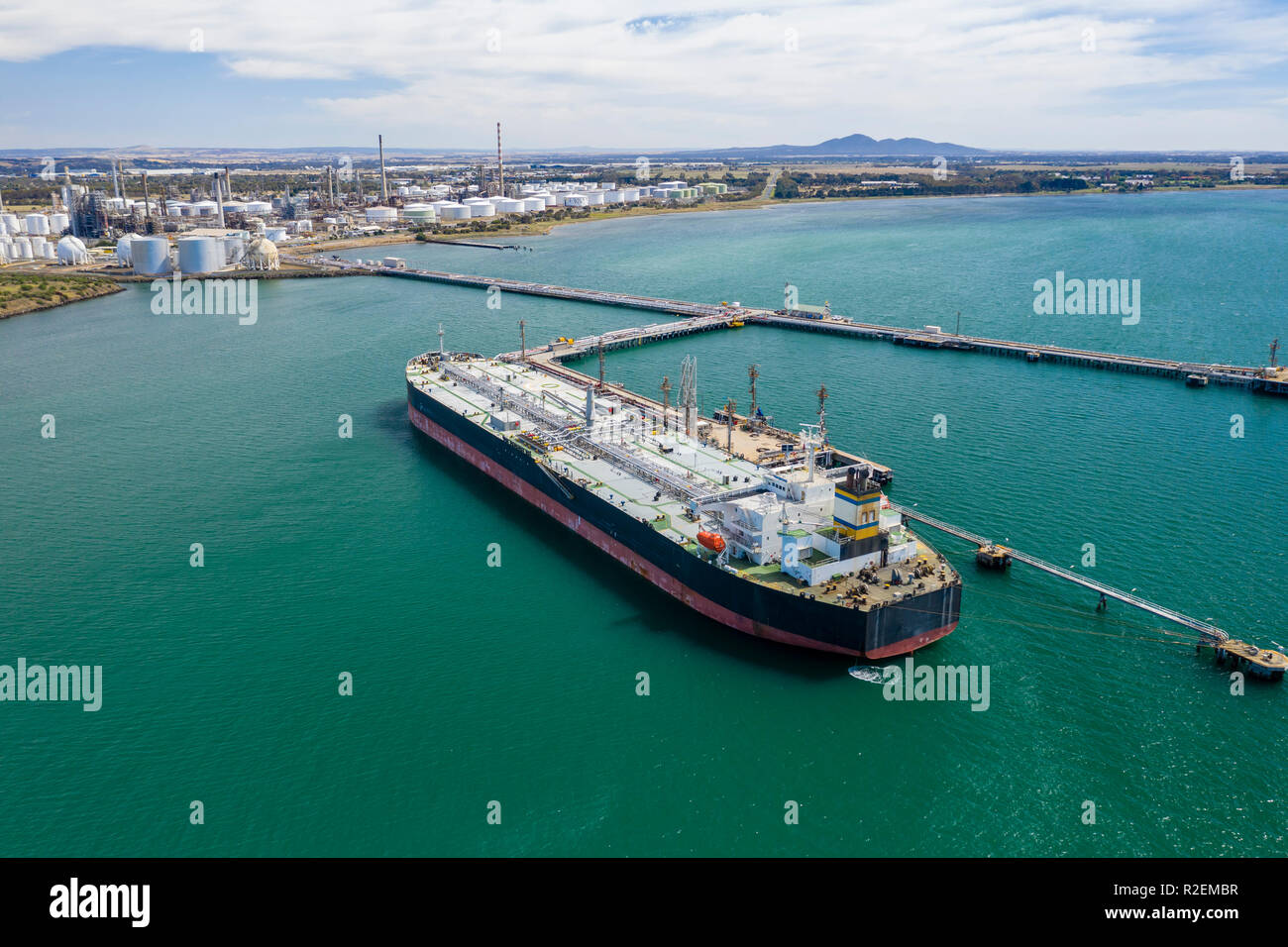 Luftbild des Ölbehälters Stockfoto