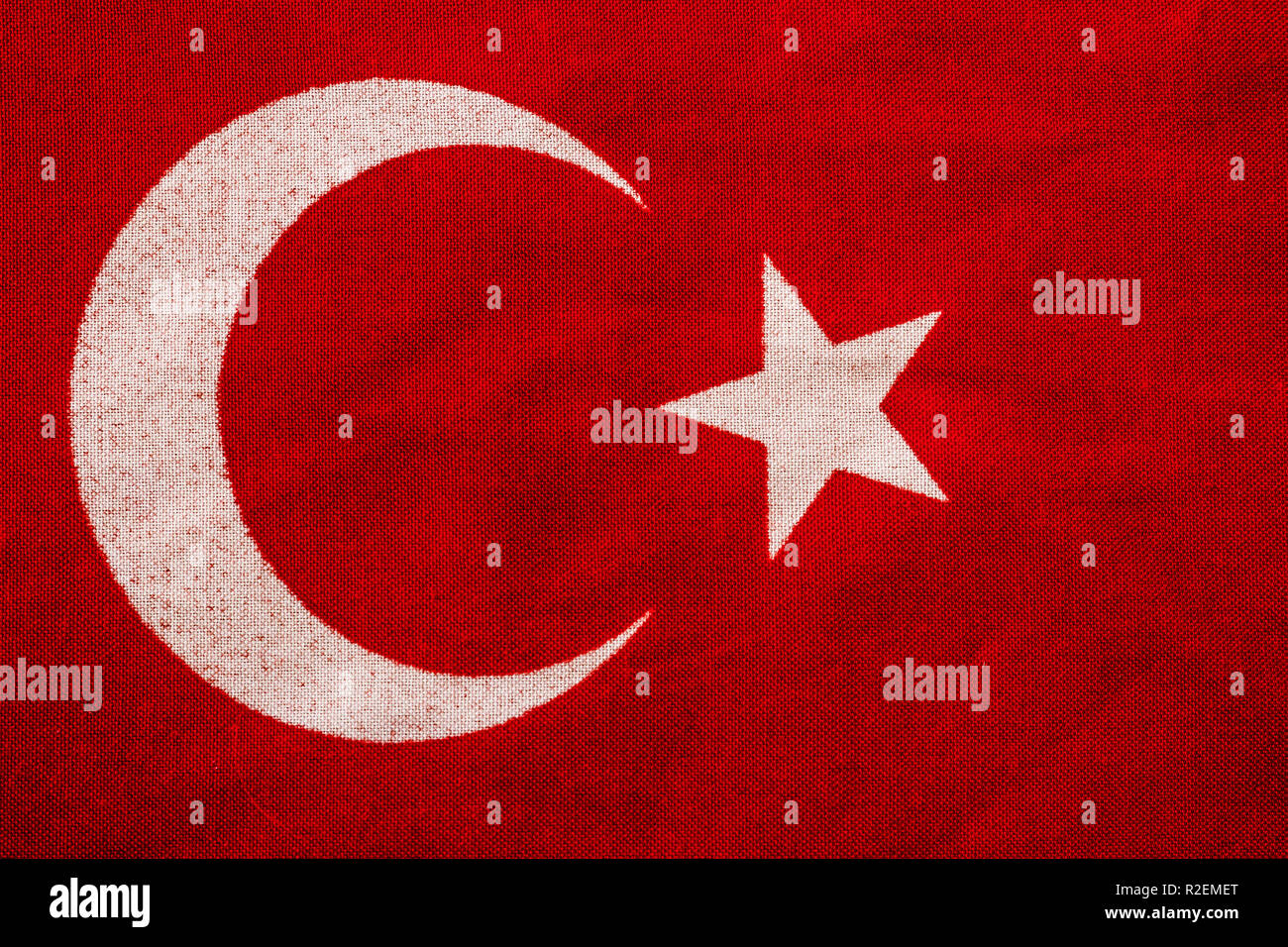 Nahaufnahme Des Roten Turkische Flagge Mit Halbmond Und Stern Stockfotografie Alamy