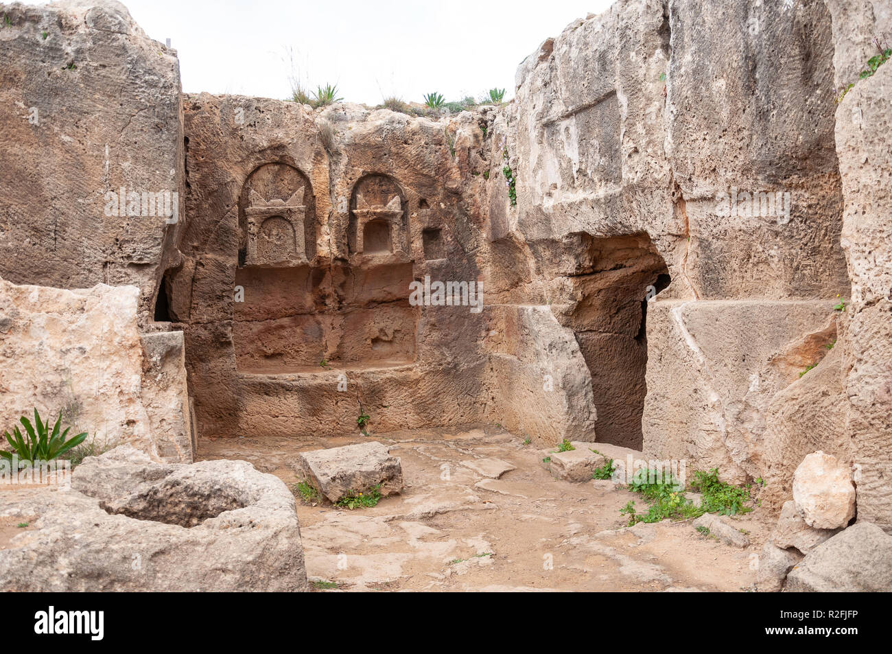 Geschnitzte rock Grab in den Gräbern der Könige, Gräber der Könige Avenue, Paphos (Pafos), Pafos Bezirk, Republik Zypern Stockfoto