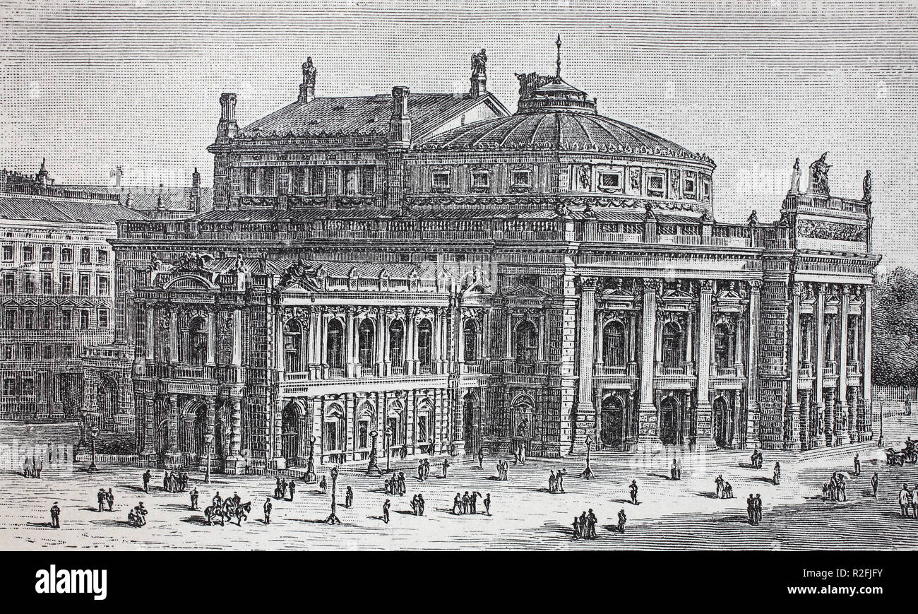Digital verbesserte Reproduktion, die Hofburg Theater an der Wien, Österreich, im Jahr 1889, von einem ursprünglichen Drucken aus dem 19. Jahrhundert Stockfoto