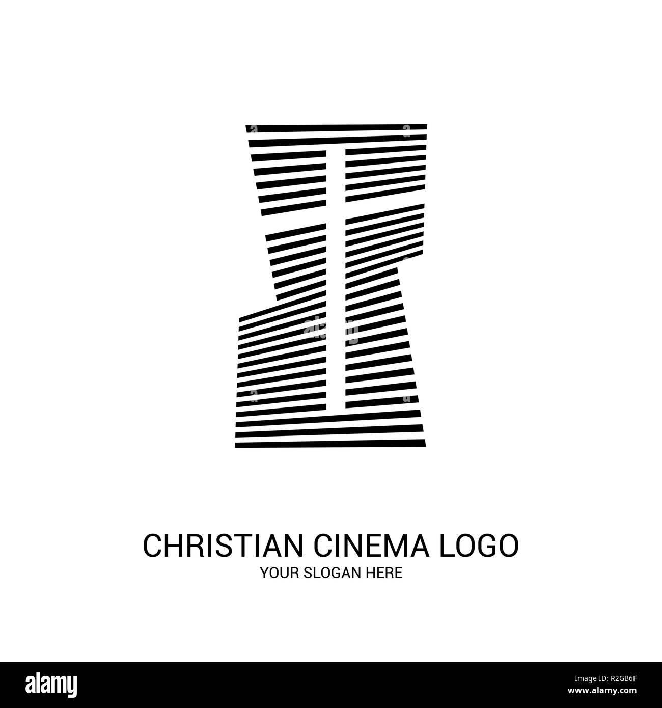 Christian kino Logo. Symbole der Filme und Videos des Ministeriums, Konferenz, Camp, Festival, event. Stock Vektor