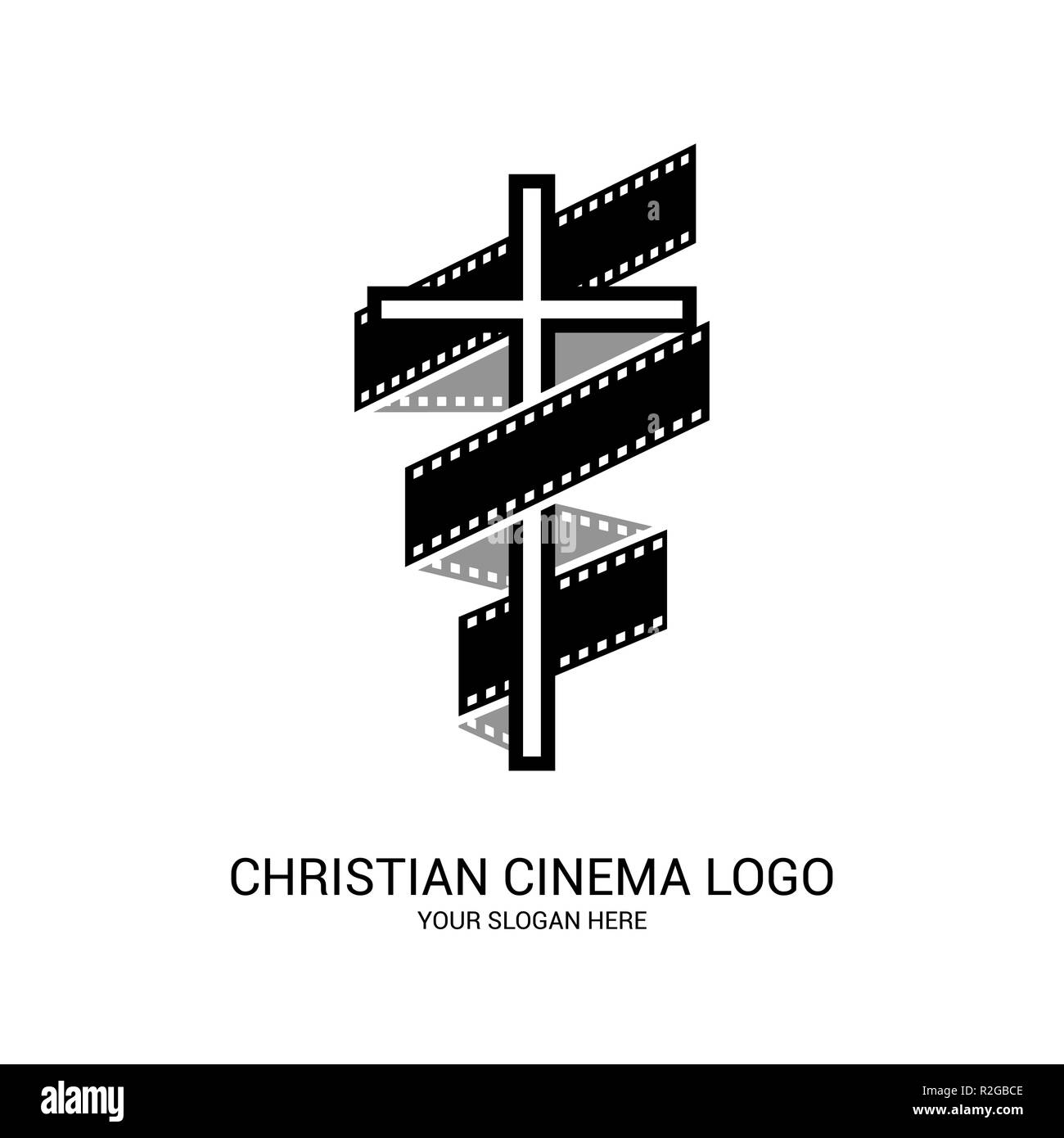 Christian kino Logo. Symbole der Filme und Videos des Ministeriums, Konferenz, Camp, Festival, event. Stock Vektor