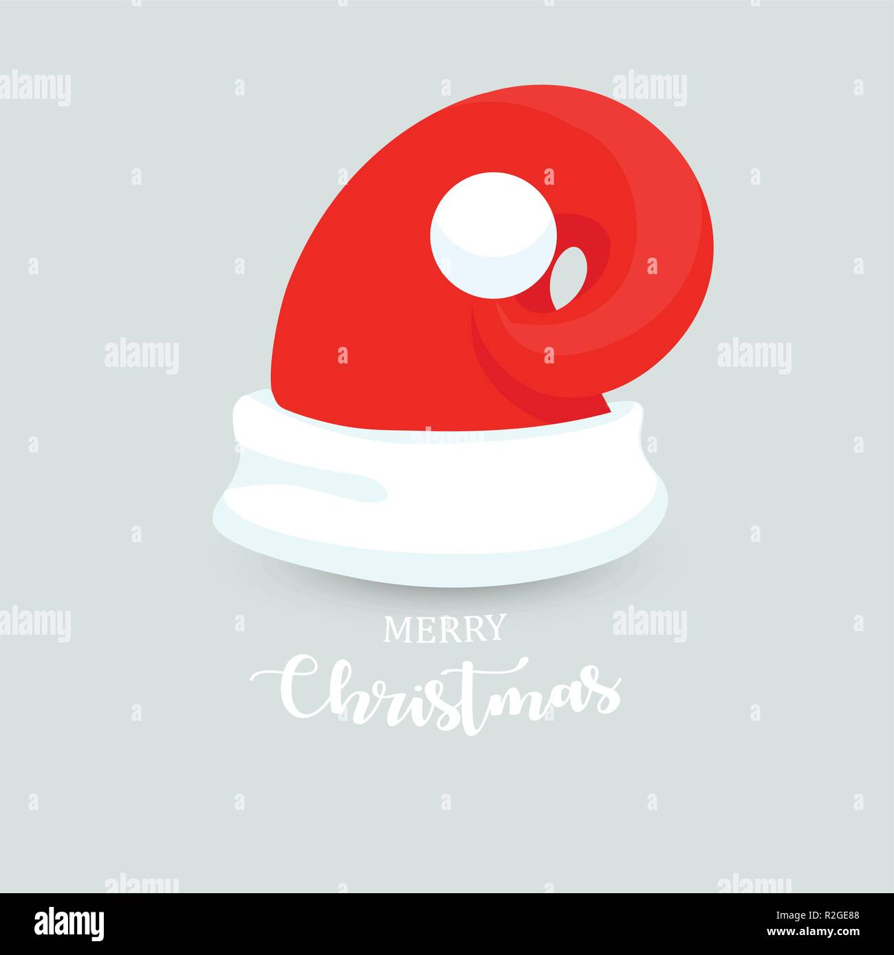 Ungewöhnlich modernen Weihnachtsmann Mütze mit Weihnachten Schriftzug. Neues Jahr Red Hat isoliert. Winter Cap. Weihnachten Foto Karte Dekoration. Vector Illustration. Stock Vektor