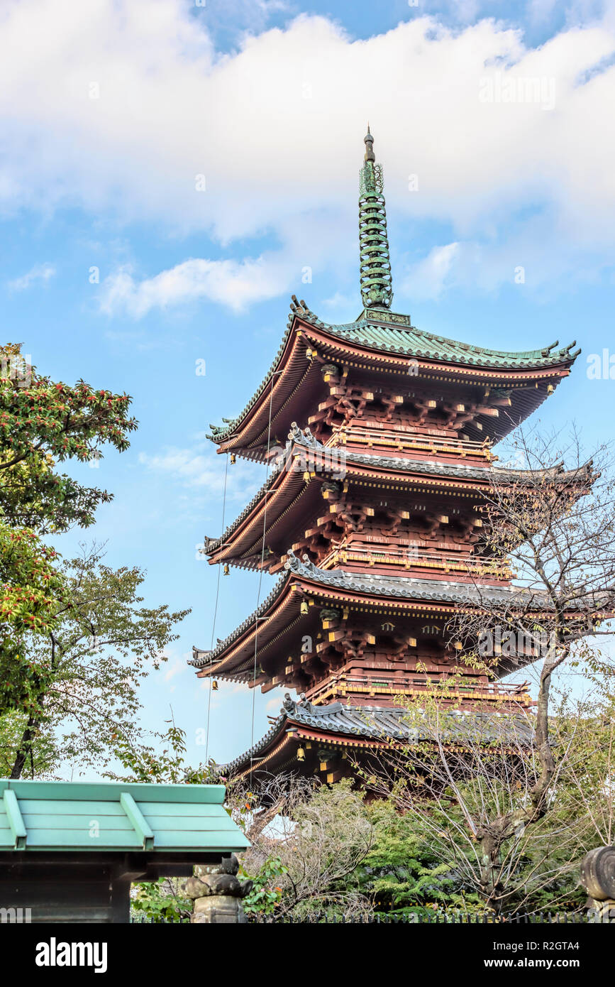 Toeizan Kan'ei-ji Endon-in fünfstöckige Pagode im Ueno Park, Tokyo, Japan Stockfoto