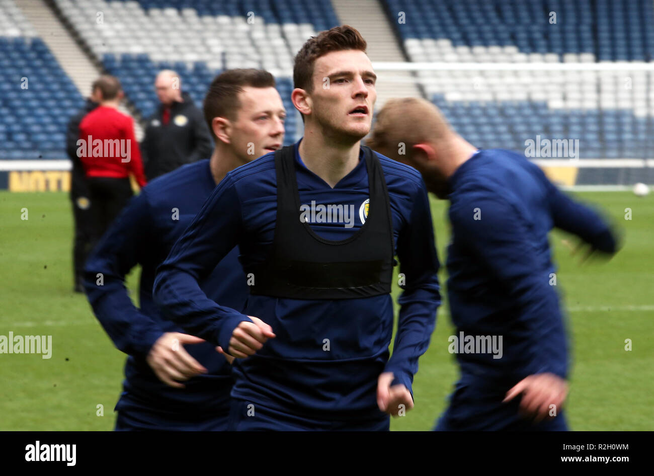 Schottlands Andy Roberson während des Trainings im Hampden Park, Glasgow. DRÜCKEN SIE VERBANDSFOTO. Bilddatum: Montag, 19. November 2018. Siehe PA Story SOCCER Scotland. Bildnachweis sollte lauten: Jane Barlow/PA Wire. Stockfoto