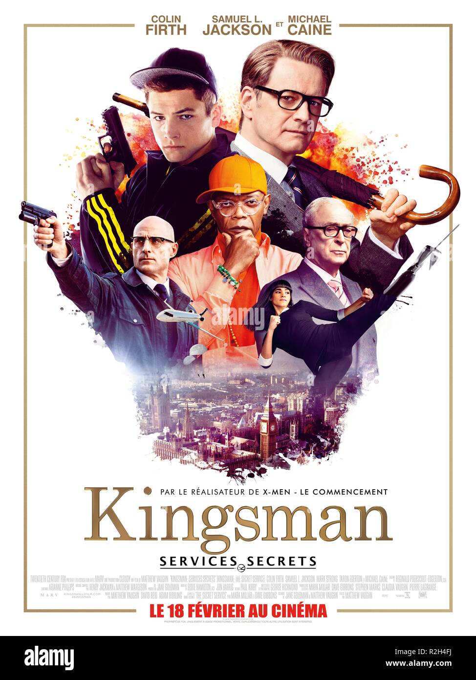 Kingsman: Der Geheimdienst Jahr: 2014 Großbritannien Regie: Matthew Vaughn Taron Egerton, Colin Firth Filmplakat (Fr) Stockfoto