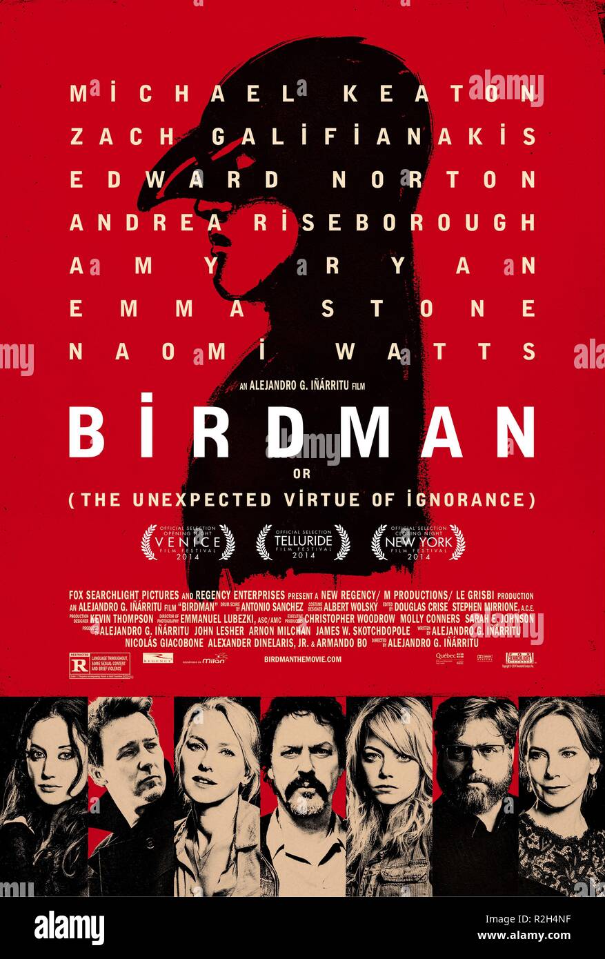 Birdman Jahr: 2014 USA/Kanada Regie: Alejandro Gonzalez Inarritu Filmplakat (USA) Oscar bester Film 2015 Stockfoto