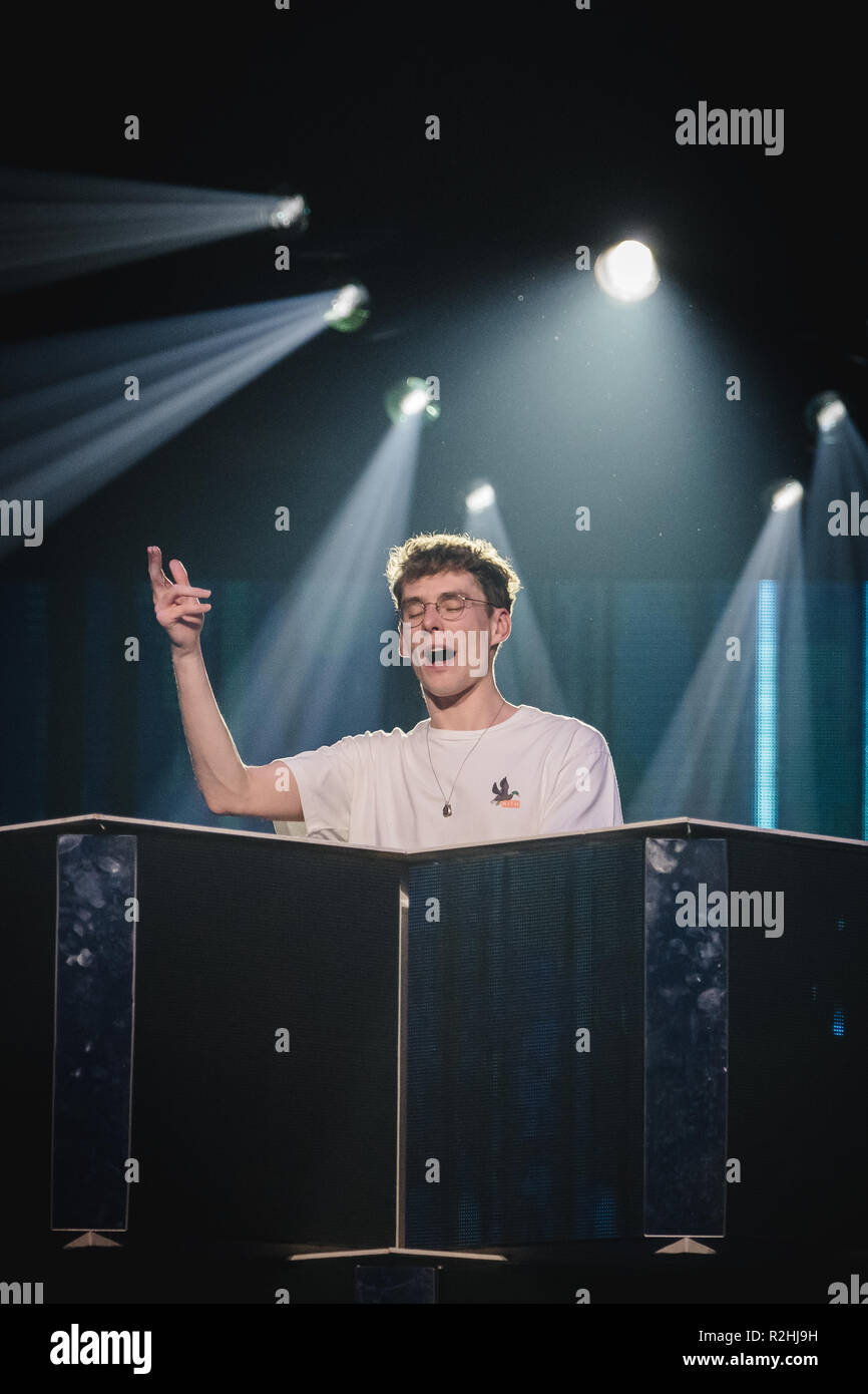 Schweiz, Zürich - 16. November 2018. Die belgische DJ und Musikproduzent verloren gegangener Frequenzen führt eine Live Show während der Energy Star-Nacht 2018 im Hallenstadion in Zürich. (Foto: Gonzales Foto - Tilman Jentzsch). Stockfoto