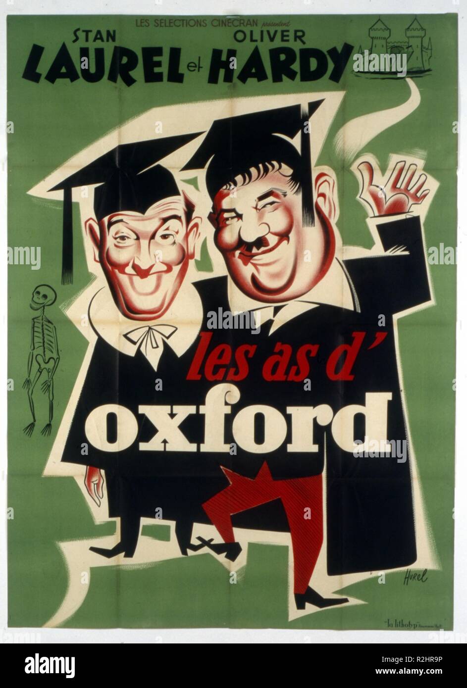 Ein Holzklotz an Oxford Jahr: 1940 USA Regie: Alfred J. Goulding Stan Laurel, Oliver Hardy Filmplakat (Fr) Stockfoto
