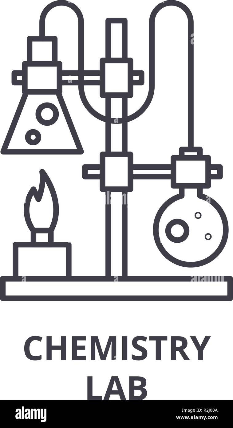 Chemielabor Symbol Leitung Konzept. Chemielabor Vector Linear Abbildung, Symbol, Zeichen Stock Vektor