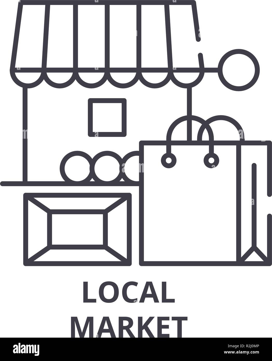 Lokaler Markt Symbol Leitung Konzept. Lokaler Markt Vector Linear Abbildung, Symbol, Zeichen Stock Vektor