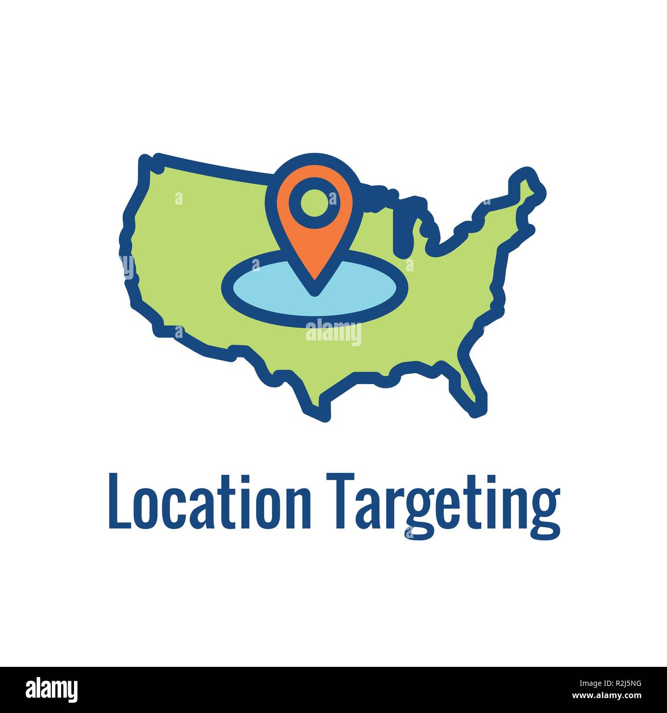 Geo Position Targeting mit GPS-Positionierung und Geolocation Symbol Stock Vektor