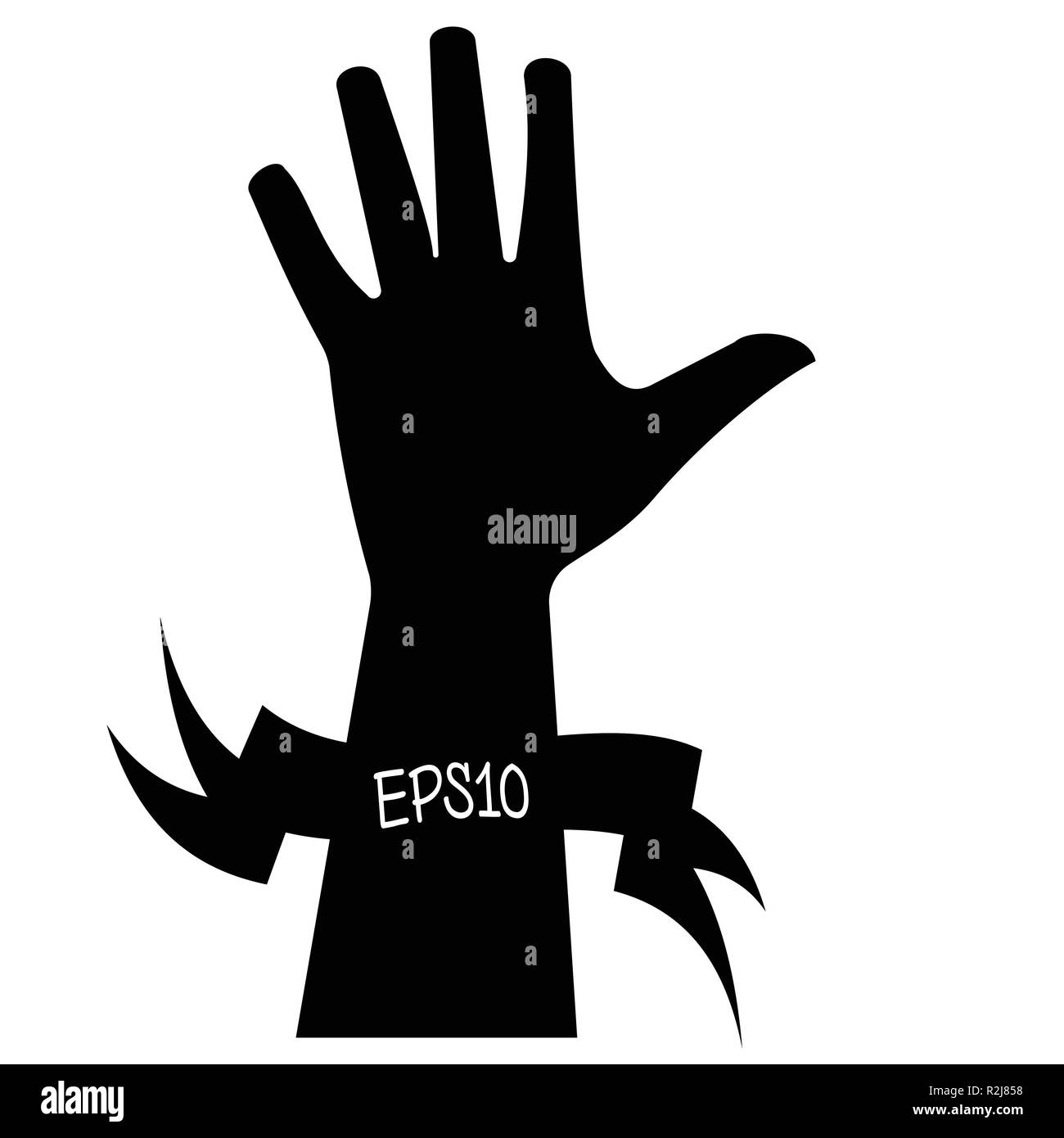 Vector Illustration eines schwarze Silhouette der Bündel fives mit einem Band für das Schreiben auf einem weißen Hintergrund. Stock Vektor