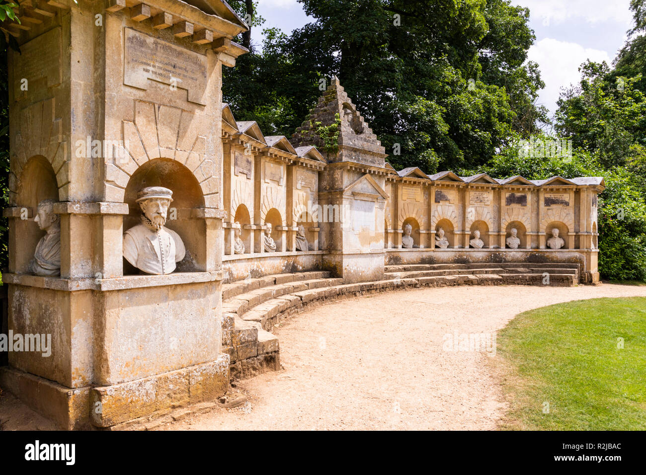 Der Tempel des Britischen Glaubenshelden in Stowe House Gardens, Buckinghamshire UK Stockfoto