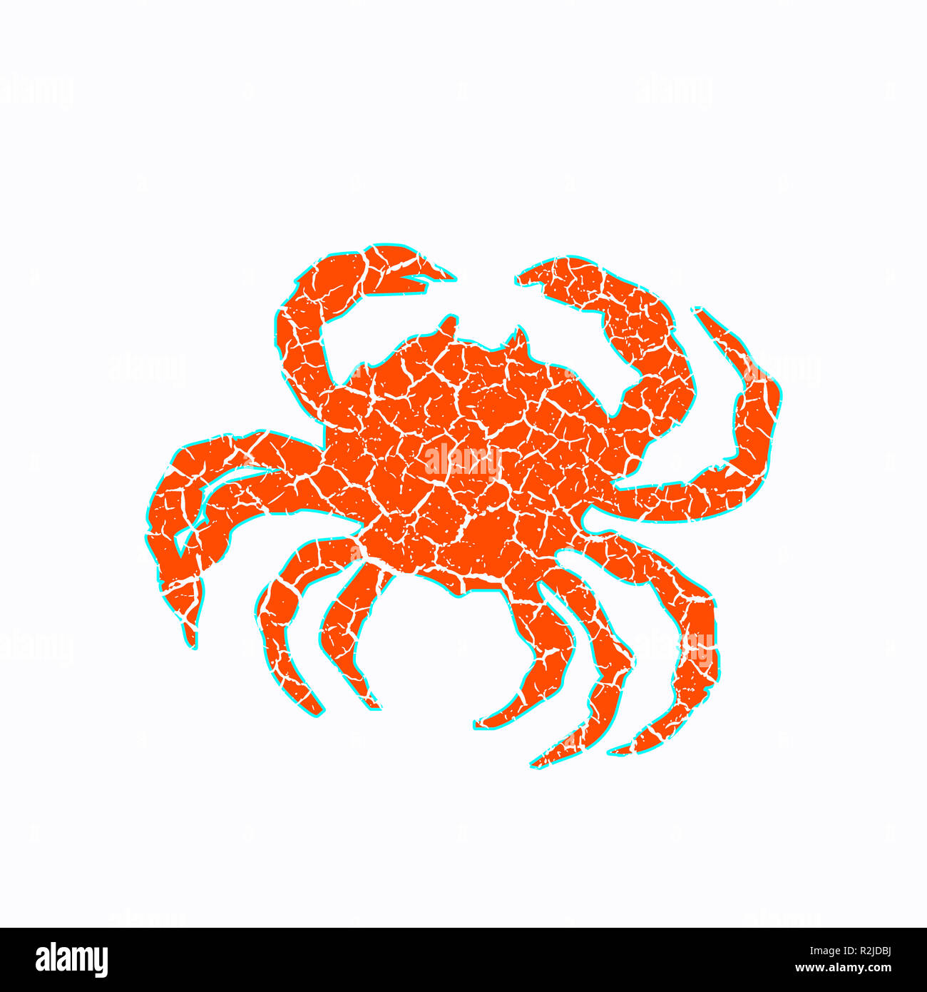 Krabbe Illustration isoliert auf einem weißen Hintergrund. Stock Bild. Stockfoto