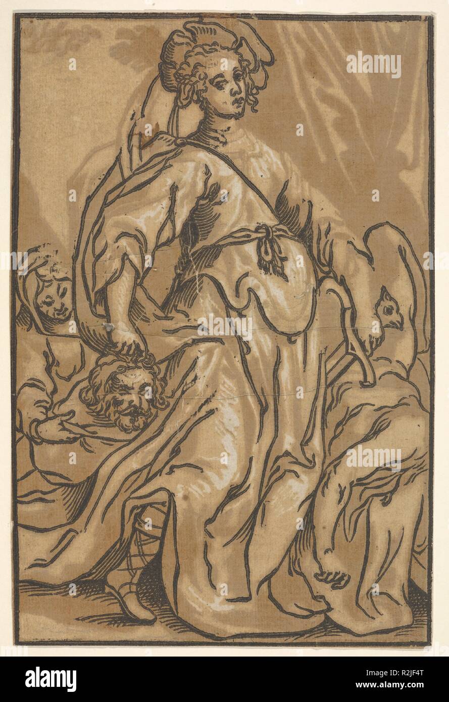 Judith. Artist: Ludolf Büsinck (Deutsch, Hanoversch Münden 1599 oder 1602-1669 Hanoversch Münden); Nach Georges Tann (Französisch, Nancy Ca. 1580-1636 Paris). Maße: Blatt: 8 1/8 x 5 3/8 in. (20,6 x 13,7 cm). Museum: Metropolitan Museum of Art, New York, USA. Autor: Ludolf Büsinck. Nach Georges Lallemand. Ludwig Büsinck nach Georges Lallemand. Stockfoto