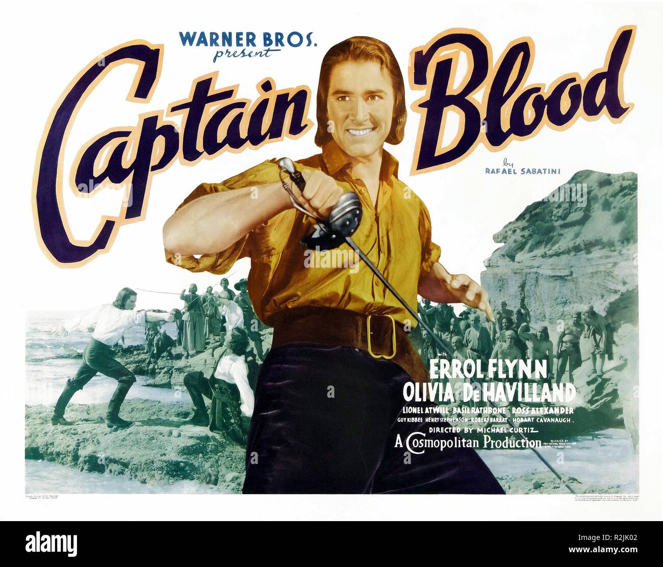 Captain Blood Jahr: 1935 USA Regie: Michael Curtiz Errol Flynn Poster (USA) Stockfoto