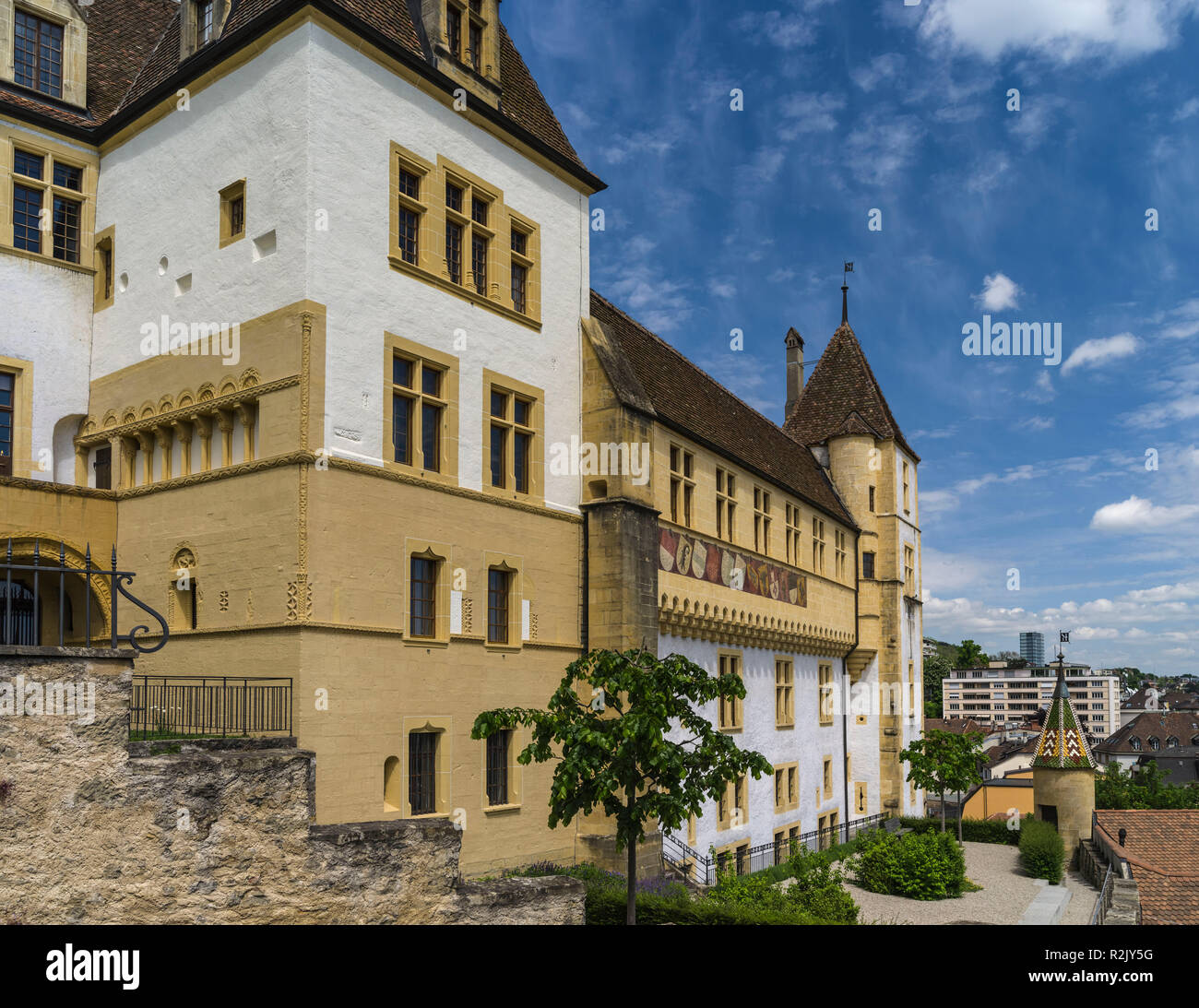 Neuenburg schloss im Kanton mit dem gleichen Namen Stockfoto