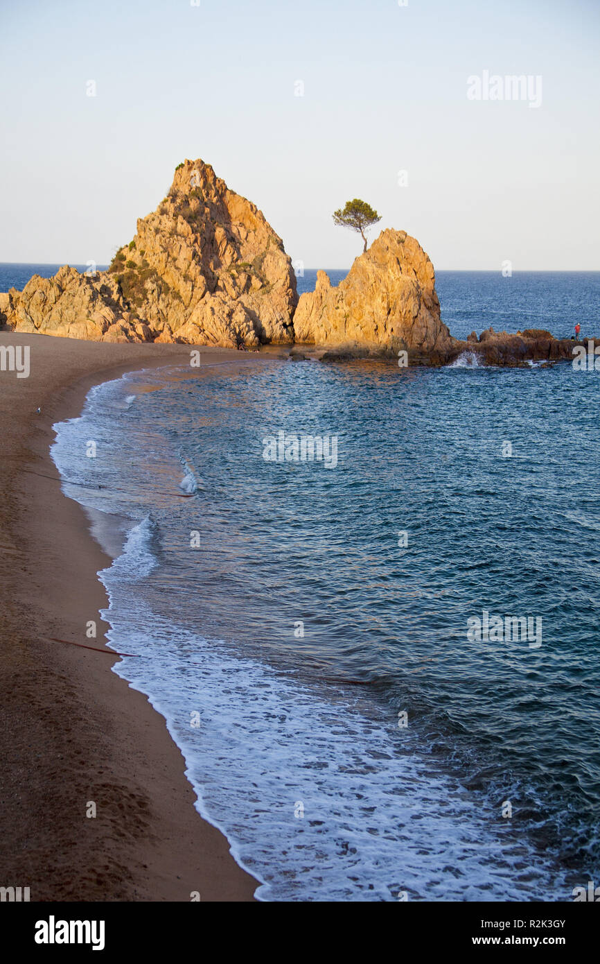 Spanien, Girona, Costa Brava, Badeort Tossa de Mar. Stockfoto