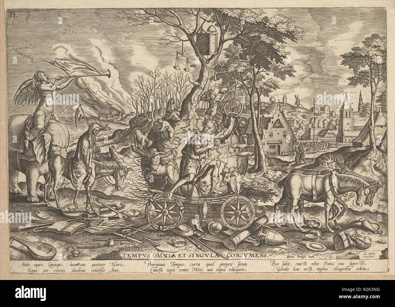 Der Triumph der Zeit. Artist: nach Pieter Brueghel der Ältere (Niederländischen, Breda (?) Ca. 1525-1569 Brüssel); Philips Galle (Niederländischen, Haarlem 1537-1612 Antwerpen). Maße: Blatt: 8 3/4 x 12 3/8 in. (22,3 x 31,5 cm) Platte: 8 1/4 x 11 3/4 in. (20,9 x 29,9 cm). Herausgeber: Joannes Galle ICH (Flandern, Antwerpen Antwerpen 1600-1676). Datum: 1574. Museum: Metropolitan Museum of Art, New York, USA. Stockfoto