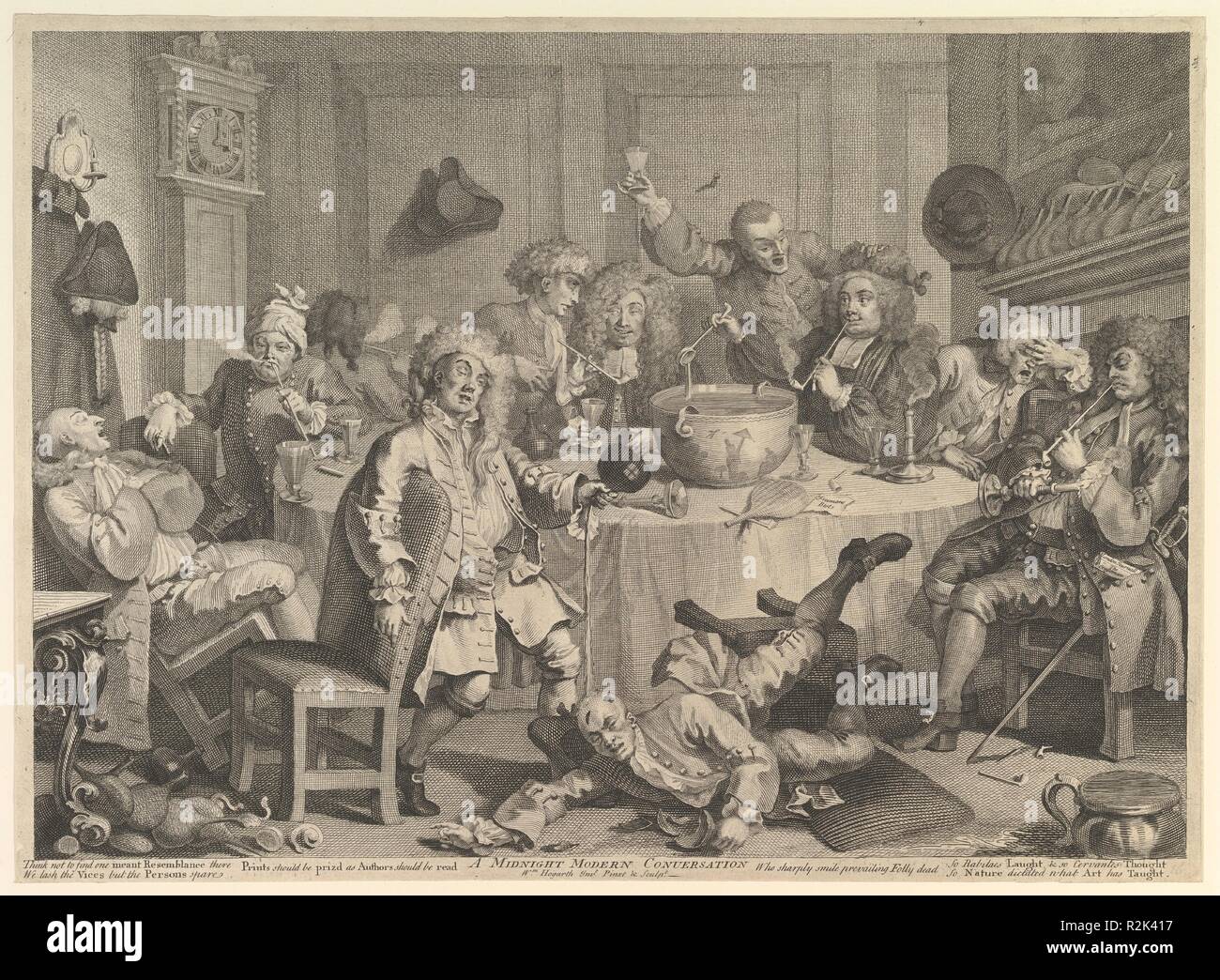 Eine Mitternacht moderne Gespräch. Künstler: William Hogarth (Briten, London 1697-1764 London). Maße: Blatt: 13 7/16 x 18 7/16 in. (34,2 x 46,8 cm). Datum: März 1732. Museum: Metropolitan Museum of Art, New York, USA. Stockfoto