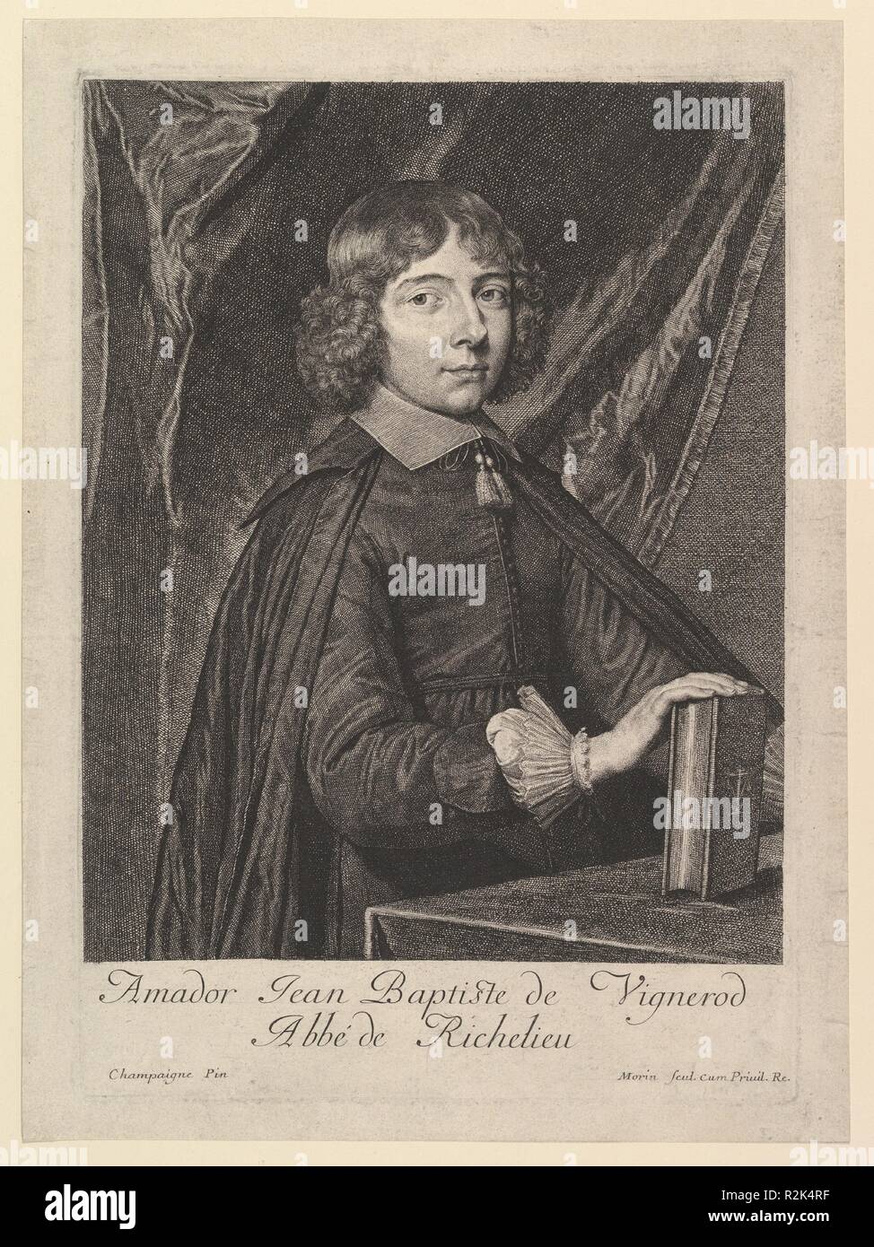 Amador Jean-Baptiste de Vignerod, Abbe de Richelieu. Artist: Jean Morin (Französisch, Paris Ca. 1605-1650 Paris); Nach Philippe de Champaigne (Französisch, Brüssel 1602-1674 Paris). Maße: Blatt: 12 3/8 x 9 1/8 in. (31,4 x 23,2 cm) Bild: 11 1/4 x 7 7/8 in. (28,5 x 20 cm). Museum: Metropolitan Museum of Art, New York, USA. Stockfoto