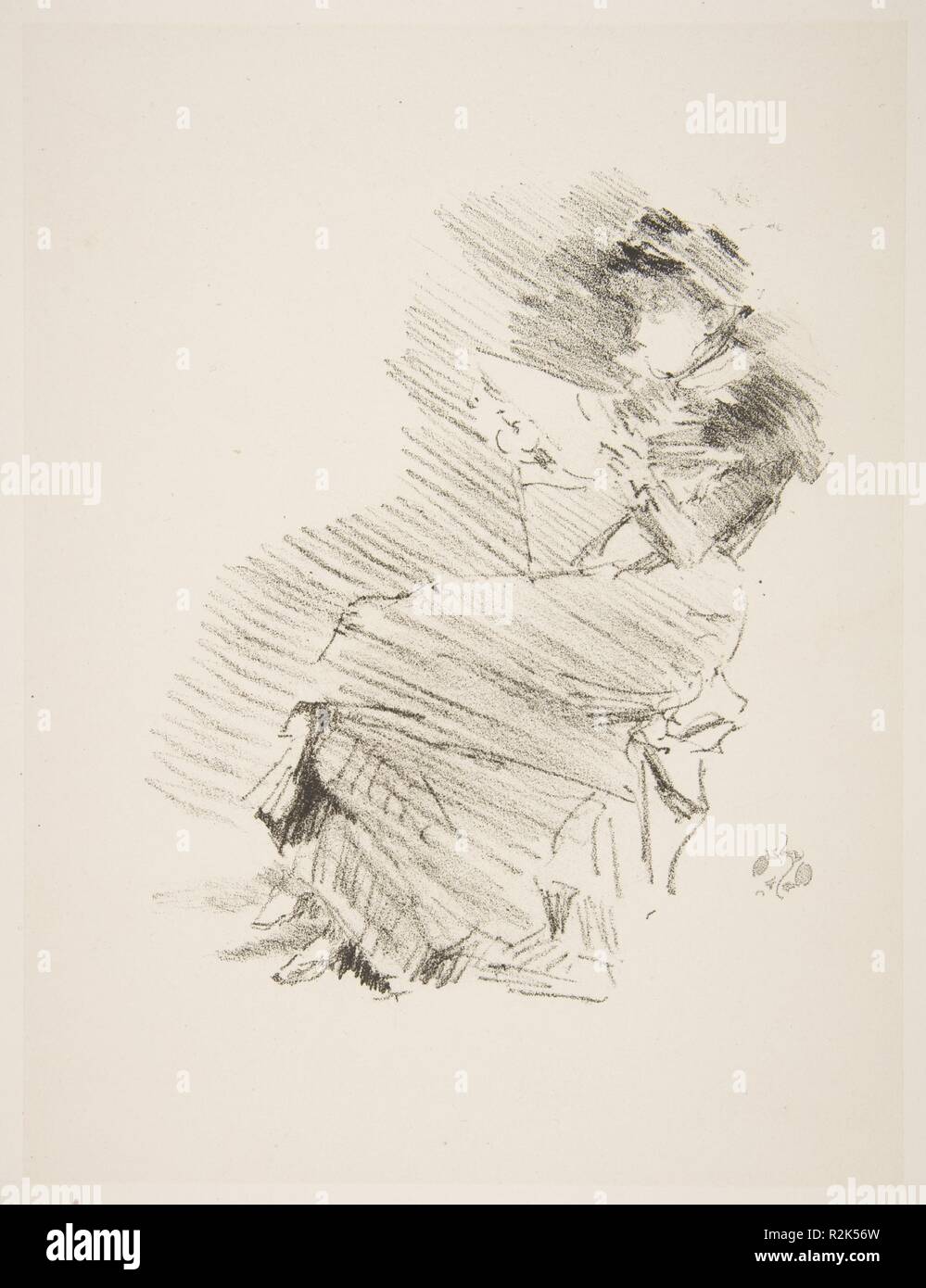 Lesen. Künstler: James McNeill Whistler (Amerikanische, Lowell, Massachusetts 1834-1903 London). Abmessungen: Bild: 6 1/8 x 5 1/8 in. (15,5 × 13 cm): 14 7/8 x 12 1/8 in. (37,8 × 30,8 cm). Datum: 1879. Museum: Metropolitan Museum of Art, New York, USA. Stockfoto