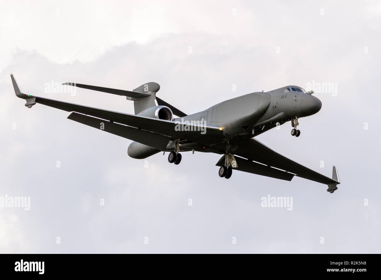 - GILZE Rijen, Niederlande - 30. MAI 2018: Die italienische Luftwaffe Gulfstream G550 AEW/C (Luftgestützte Frühwarnung und Kontrolle) Flugzeug Ankunft in Gilze-Rijen Stockfoto