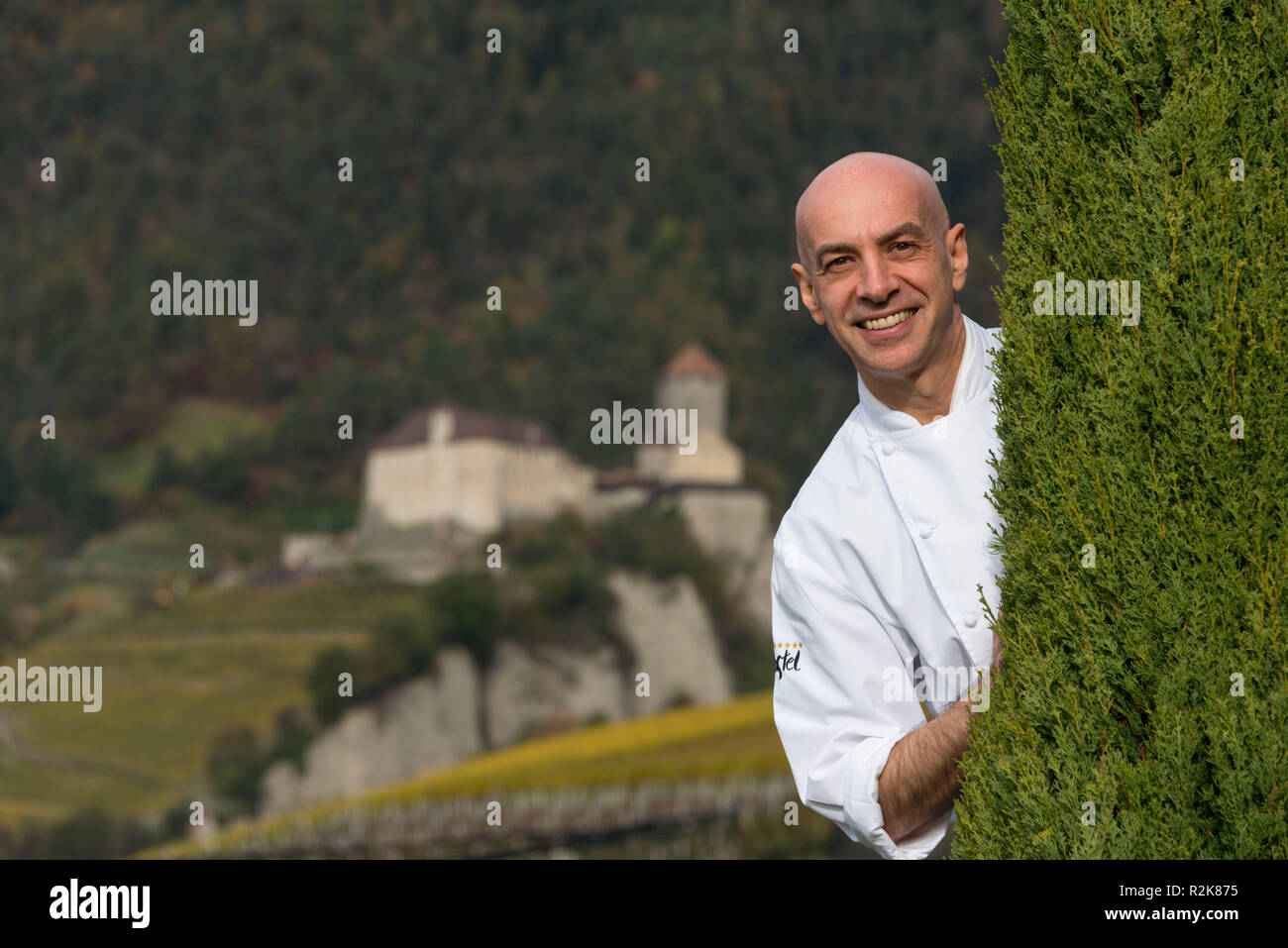 Italien, Südtirol, Südtirol, Meraner Land, Tirol, Hotel Castel, Gourmet Restaurant Trenkerstube, 2-Sternekoch Gerhard Wieser Stockfoto