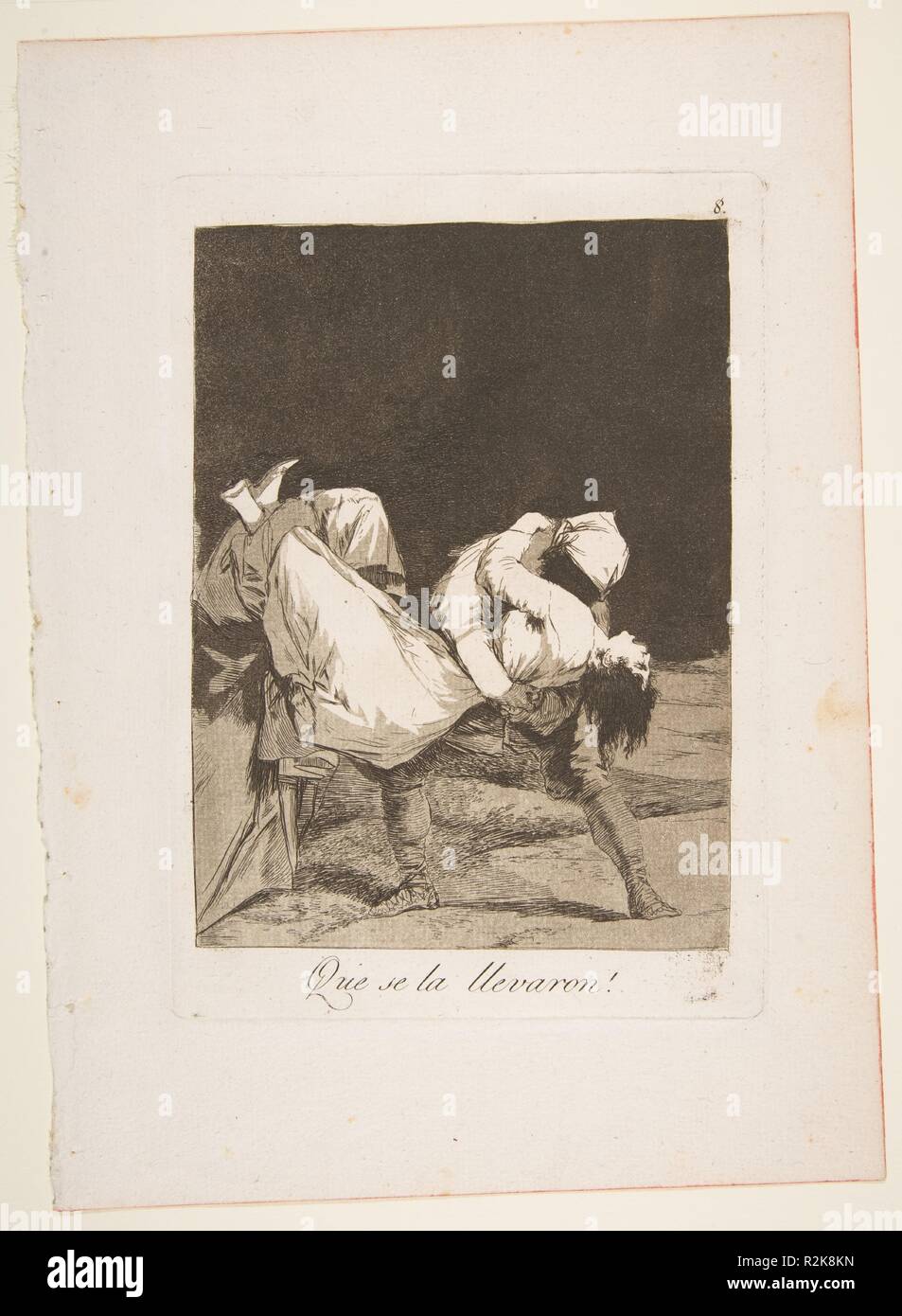 Platte 8 von 'Los Caprichos': Sie trug sie aus! (Que Se La llevaron!). Artist: Goya (Francisco de Goya y Lucientes) (Spanisch, Fuendetodos 1746-1828 Bordeaux). Abmessungen: Platte: 8 7/16 x 5 7/8 in. (21,4 x 15 cm): 11 5/8 x 8 1/4 in. (29,5 x 21 cm). Serie/Portfolio: Los Caprichos. Datum: 1799. Museum: Metropolitan Museum of Art, New York, USA. Stockfoto