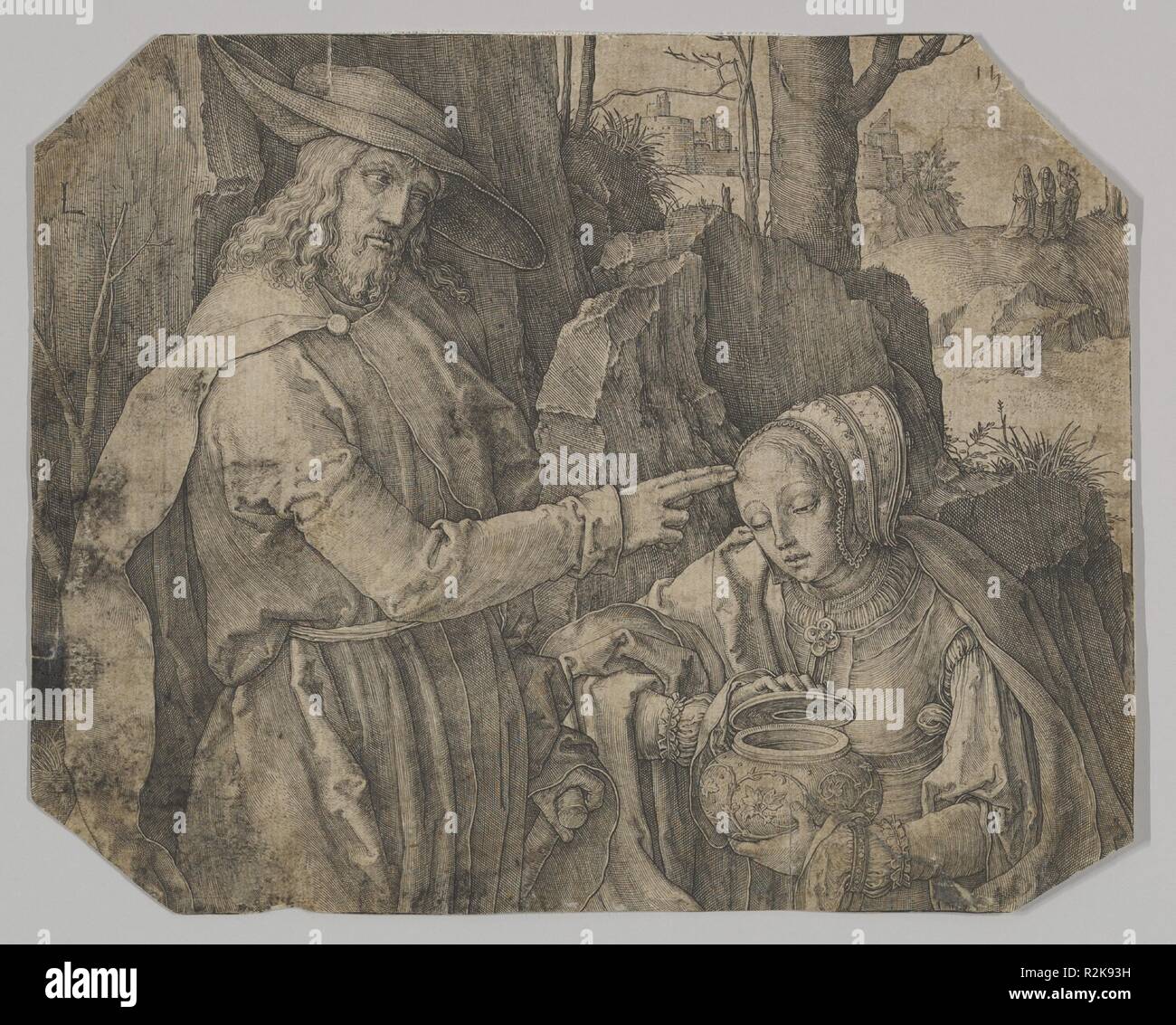 Christus erscheint Maria Magdalena als Gärtner. Artist: Lucas van Leyden (Niederländischen, Leiden kann. 1494-1533 Leiden). Maße: Blatt: 5 1/8 x 6 1/2 in. (13 x 16,5 cm). Datum: 1519. Museum: Metropolitan Museum of Art, New York, USA. Stockfoto