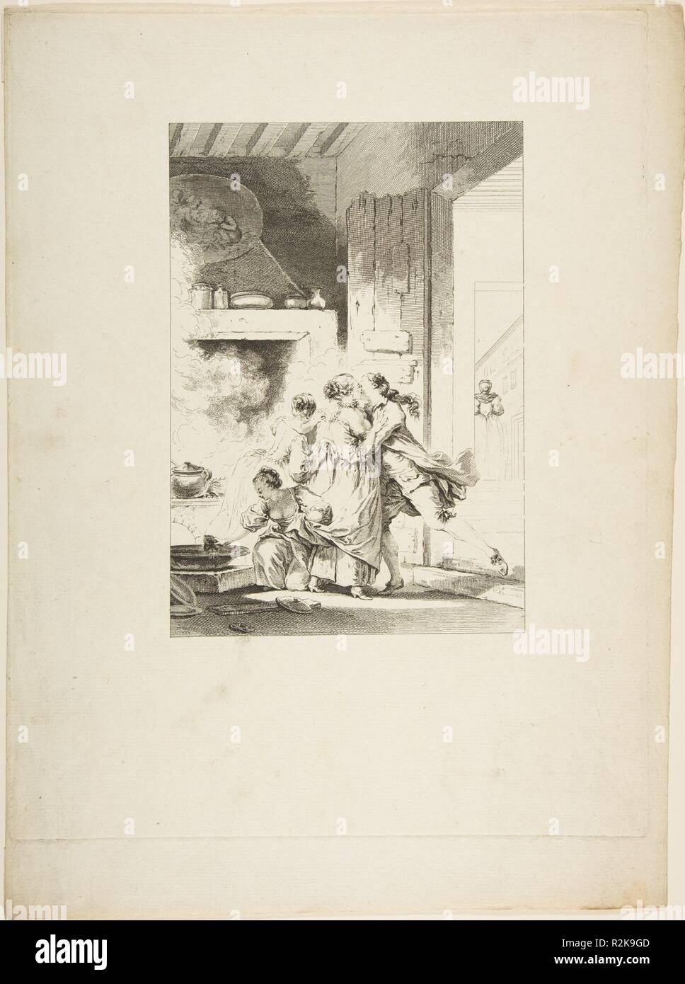 Auf ne s'Avise jamais du Tout, von Contes et nouvelles en Vers par Jean de La Fontaine. Ein Paris, de l'Imprimerie de S. Didot, l'an III de la République, 1795. Artist: Nach Jean Honoré Fragonard (Französisch, Grasse Paris 1732-1806); Jean-Baptiste Patas (Französisch, Paris 1744?-?1802 Paris). Autor: Jean de La Fontaine (Französisch, Château-Thierry 1621-1695 Paris). Maße: Blatt: 13 11/16 x 10 1/16-in. (34,8 x 25,5 cm) Platte: 12 1/2 x 9 5/8 in. (31,7 × 24,5 cm). Herausgeber: Pierre Didot l'ainé (Französisch, 1761-1853). Serie/Portfolio: Contes et nouvelles en Vers par Jean de La Fontaine. Ein Paris, de l'i Stockfoto