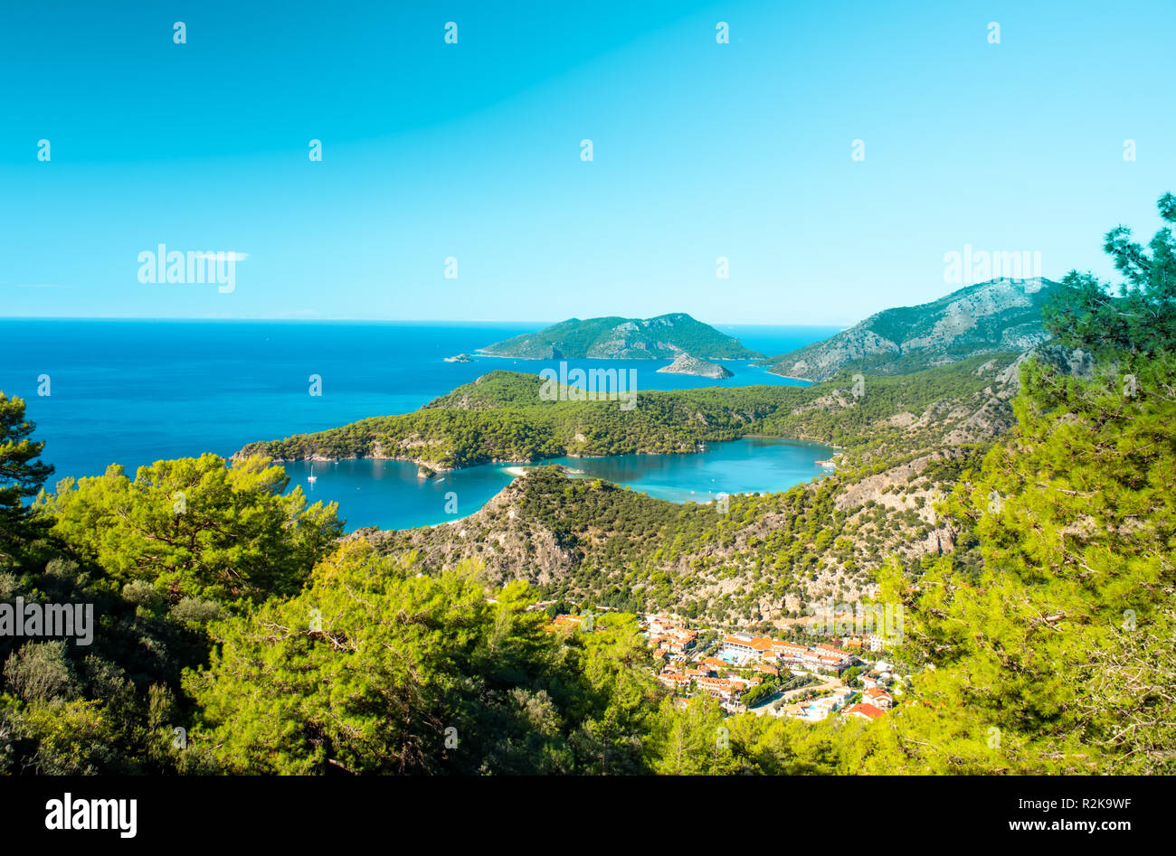 Oludeniz Lagune in Landschaft Meerblick Strand Stockfoto